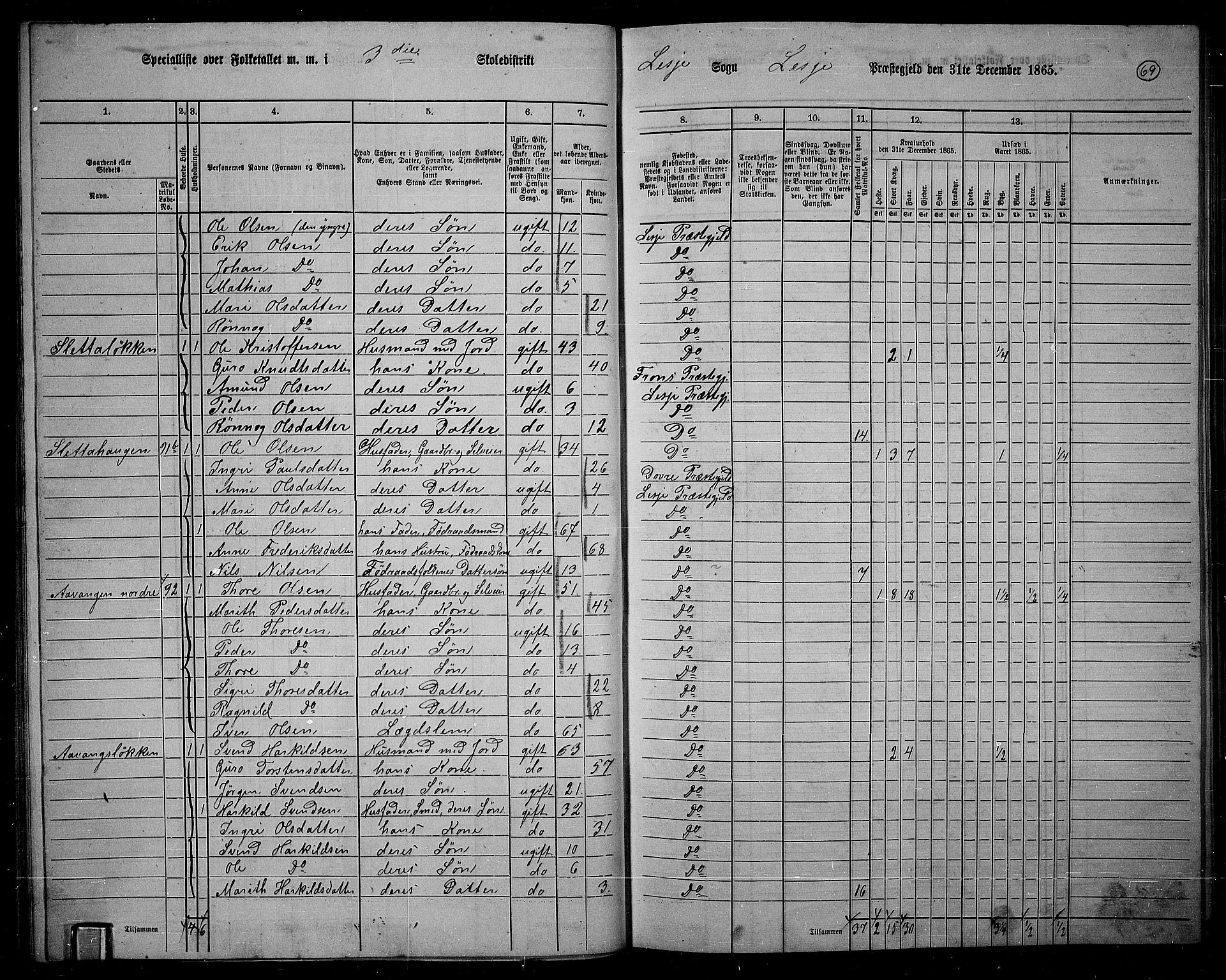 RA, 1865 census for Lesja, 1865, p. 59