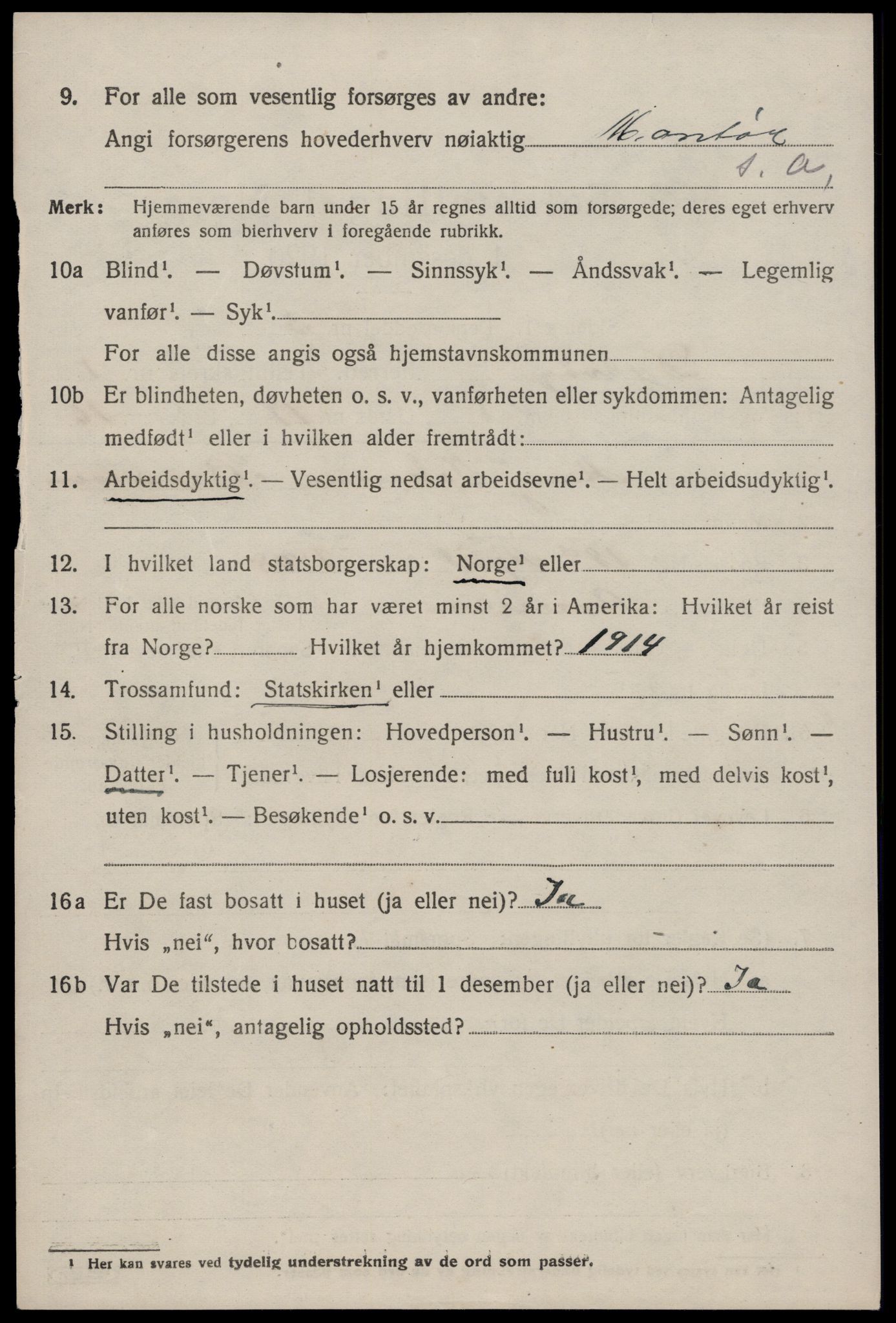 SAK, 1920 census for Dypvåg, 1920, p. 1312