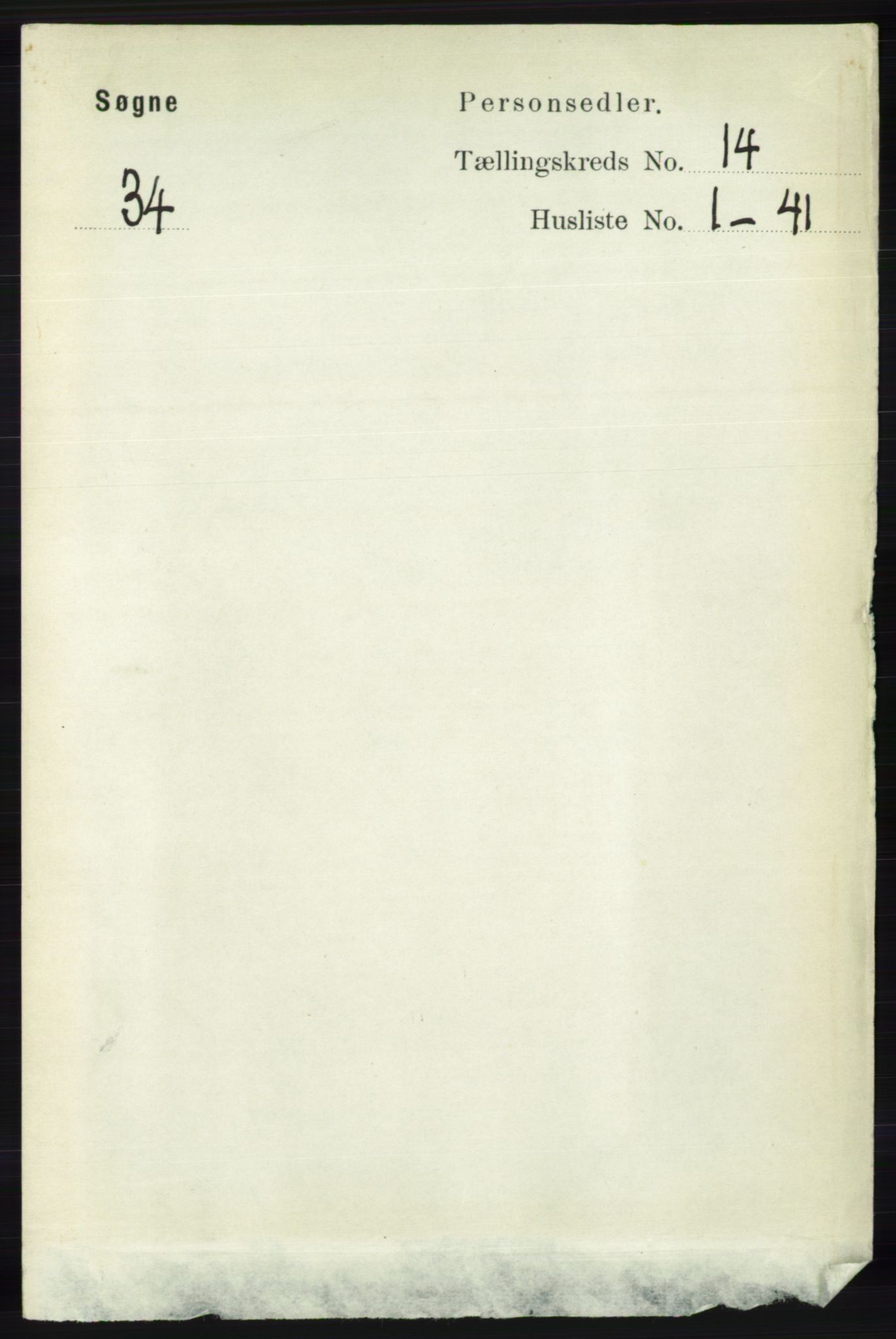 RA, 1891 census for 1018 Søgne, 1891, p. 3403