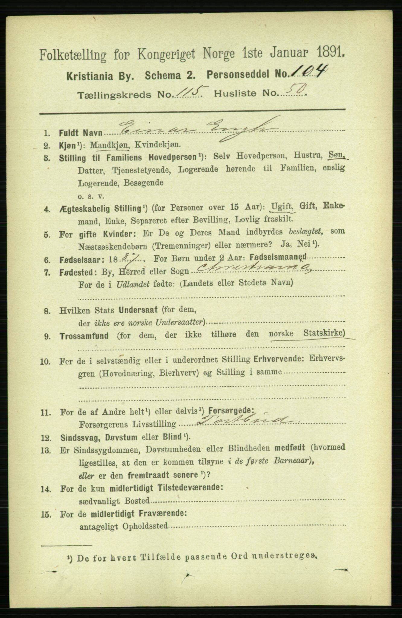 RA, 1891 census for 0301 Kristiania, 1891, p. 62441