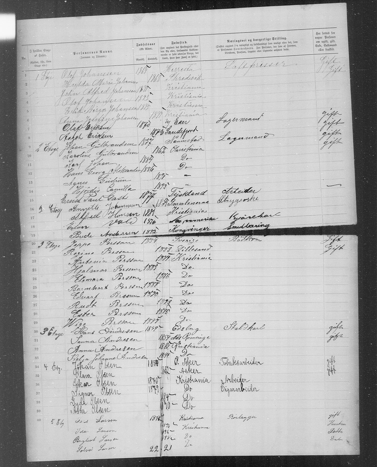 OBA, Municipal Census 1899 for Kristiania, 1899, p. 2811