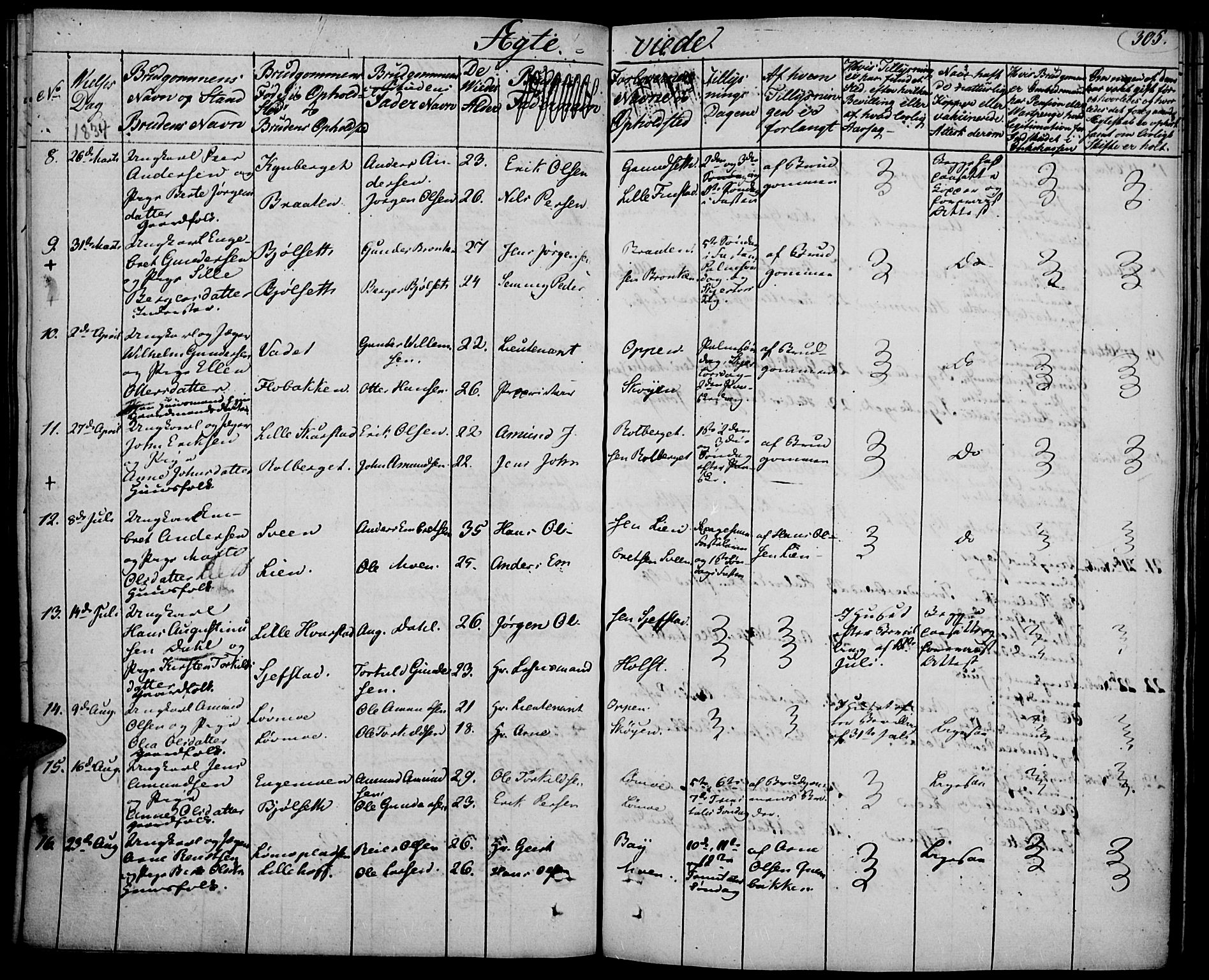 Elverum prestekontor, AV/SAH-PREST-044/H/Ha/Haa/L0008: Parish register (official) no. 8, 1830-1842, p. 305