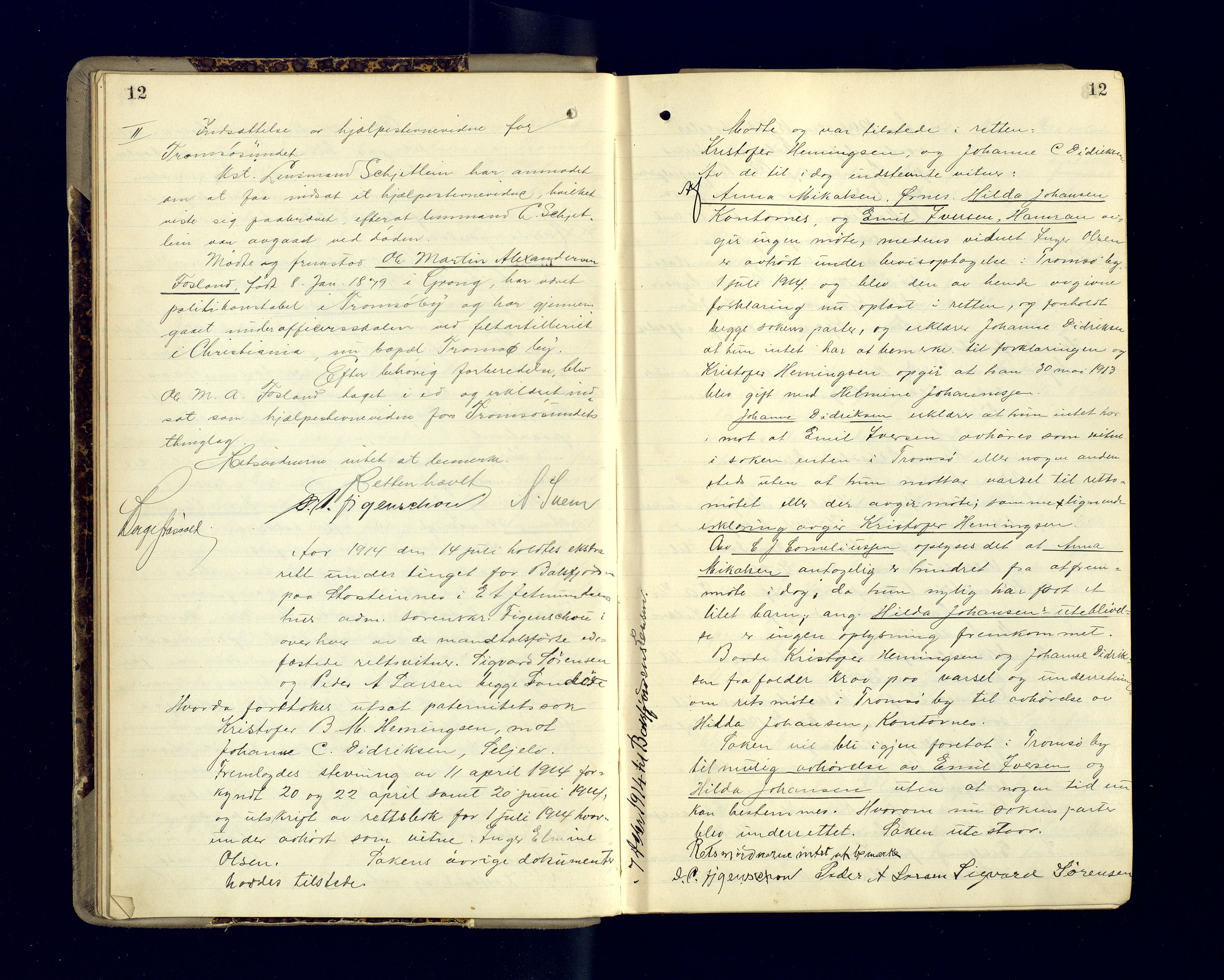 Malangen sorenskriveri, AV/SATØ-SATØ-0051/1/F/Fa/L0034: Ekstraretts- og sjørettsprotokoller. Med noen vigsler (f.eks. side 229), 1913-1924, p. 12
