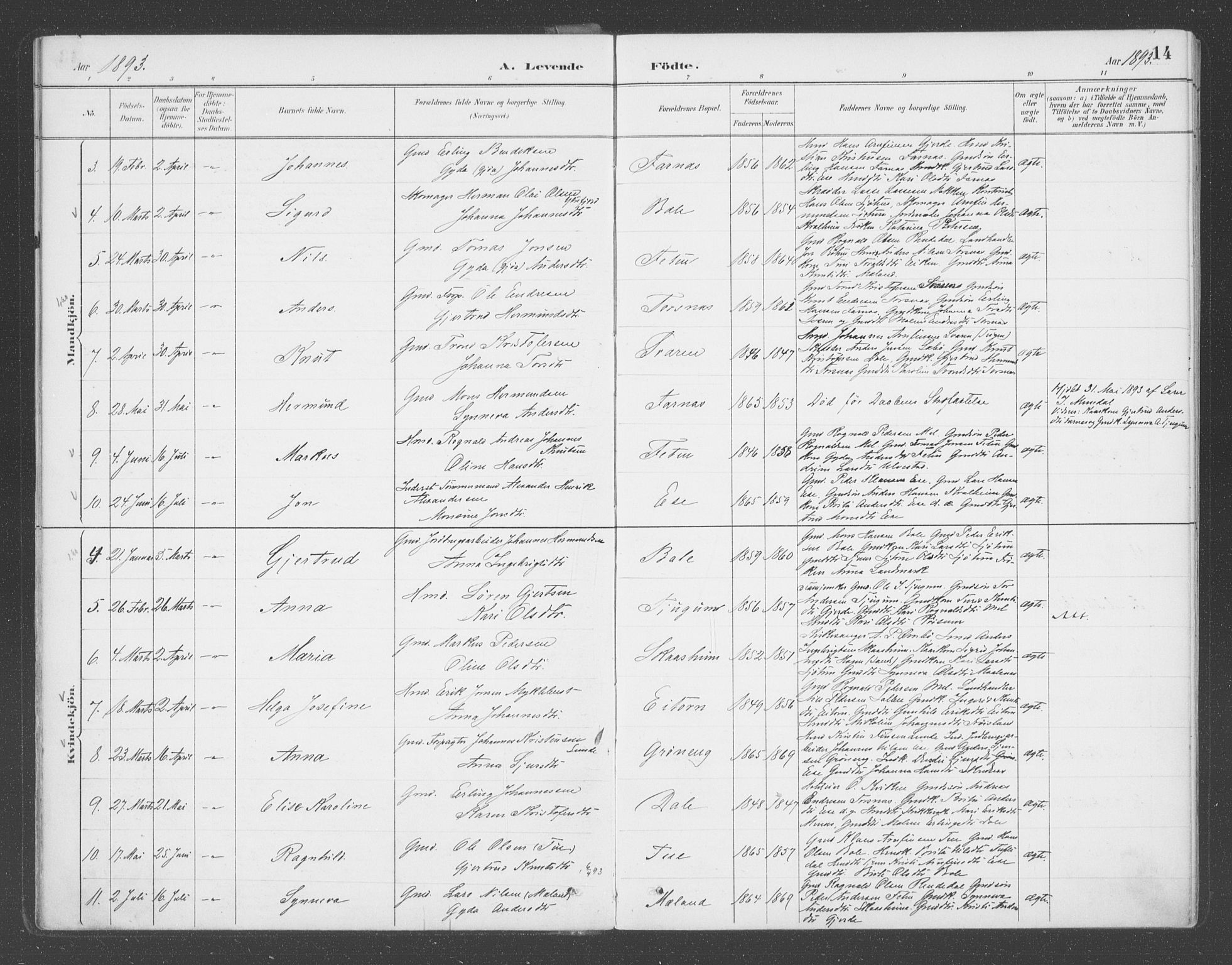 Balestrand sokneprestembete, AV/SAB-A-79601/H/Haa/Haab/L0001: Parish register (official) no. B  1, 1889-1910, p. 14