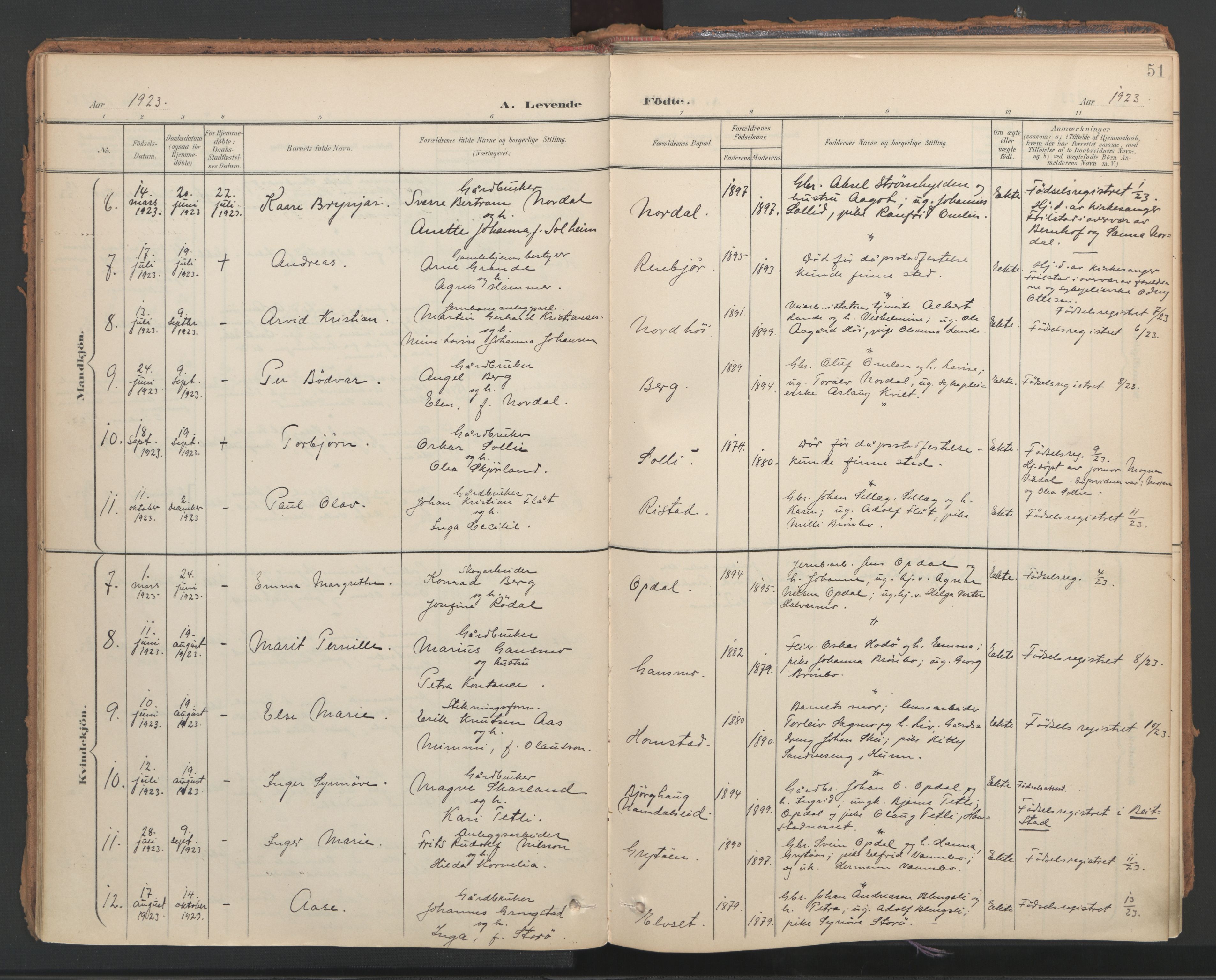Ministerialprotokoller, klokkerbøker og fødselsregistre - Nord-Trøndelag, SAT/A-1458/766/L0564: Parish register (official) no. 767A02, 1900-1932, p. 51