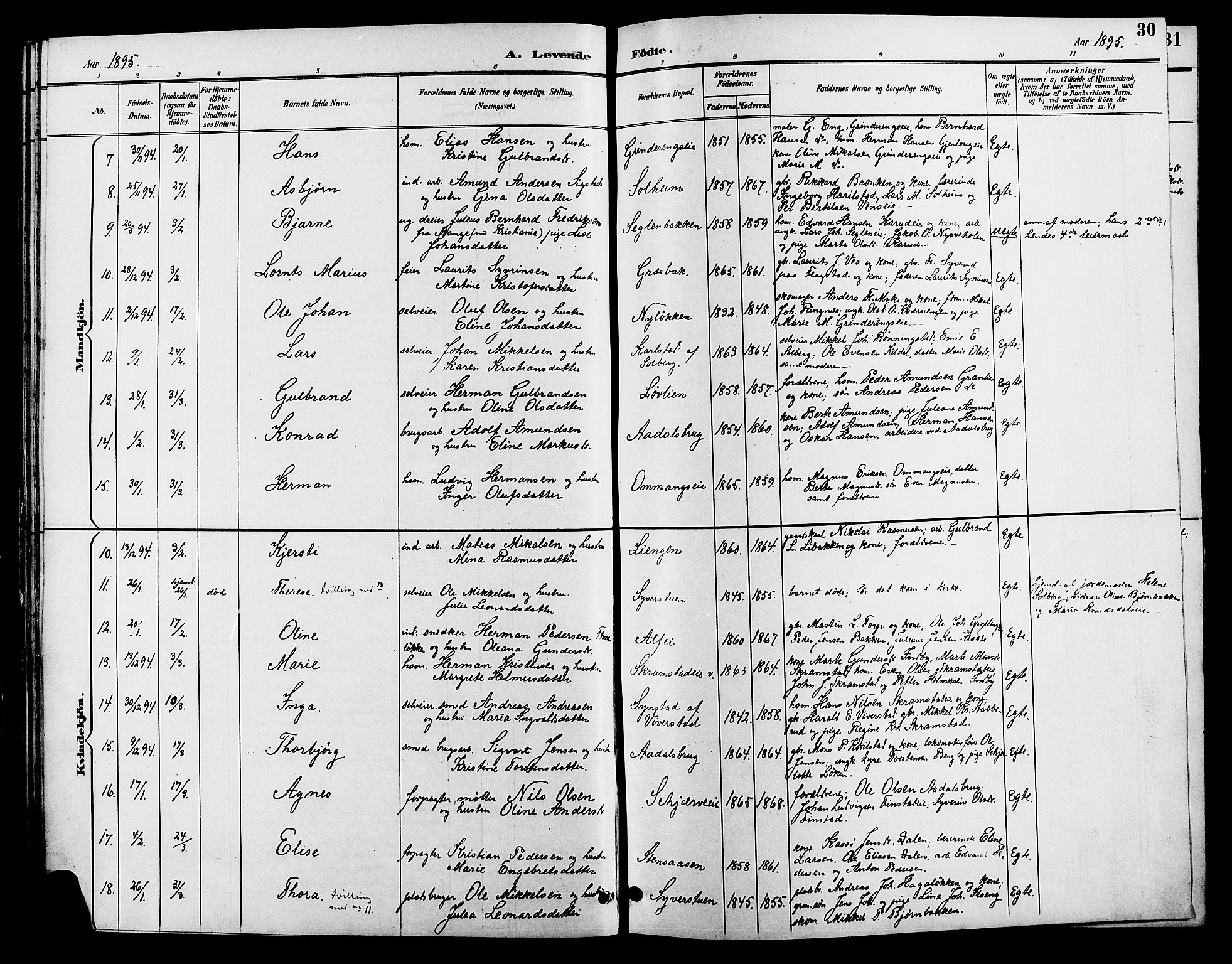 Løten prestekontor, SAH/PREST-022/L/La/L0006: Parish register (copy) no. 6, 1892-1909, p. 30
