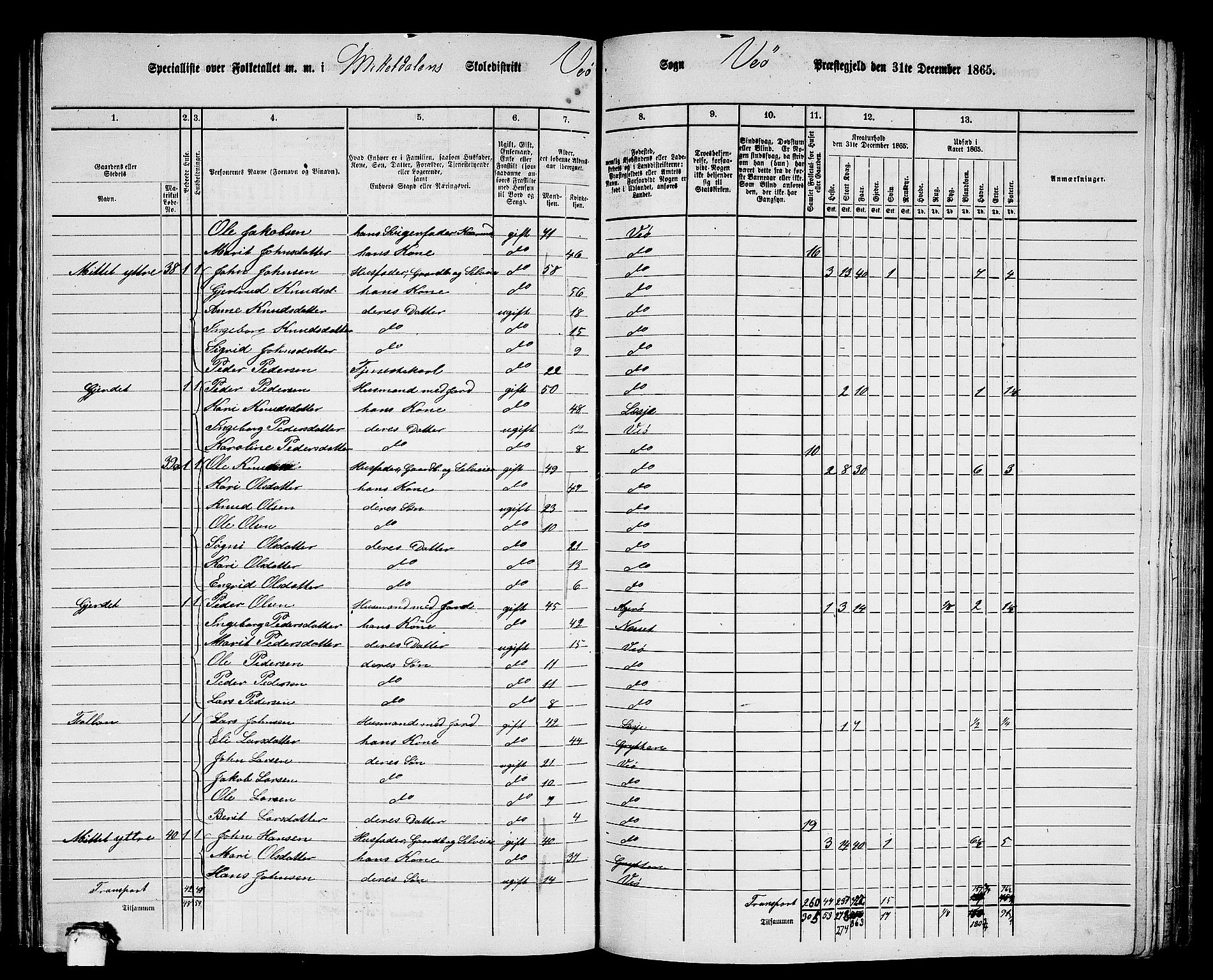 RA, 1865 census for Veøy, 1865, p. 33