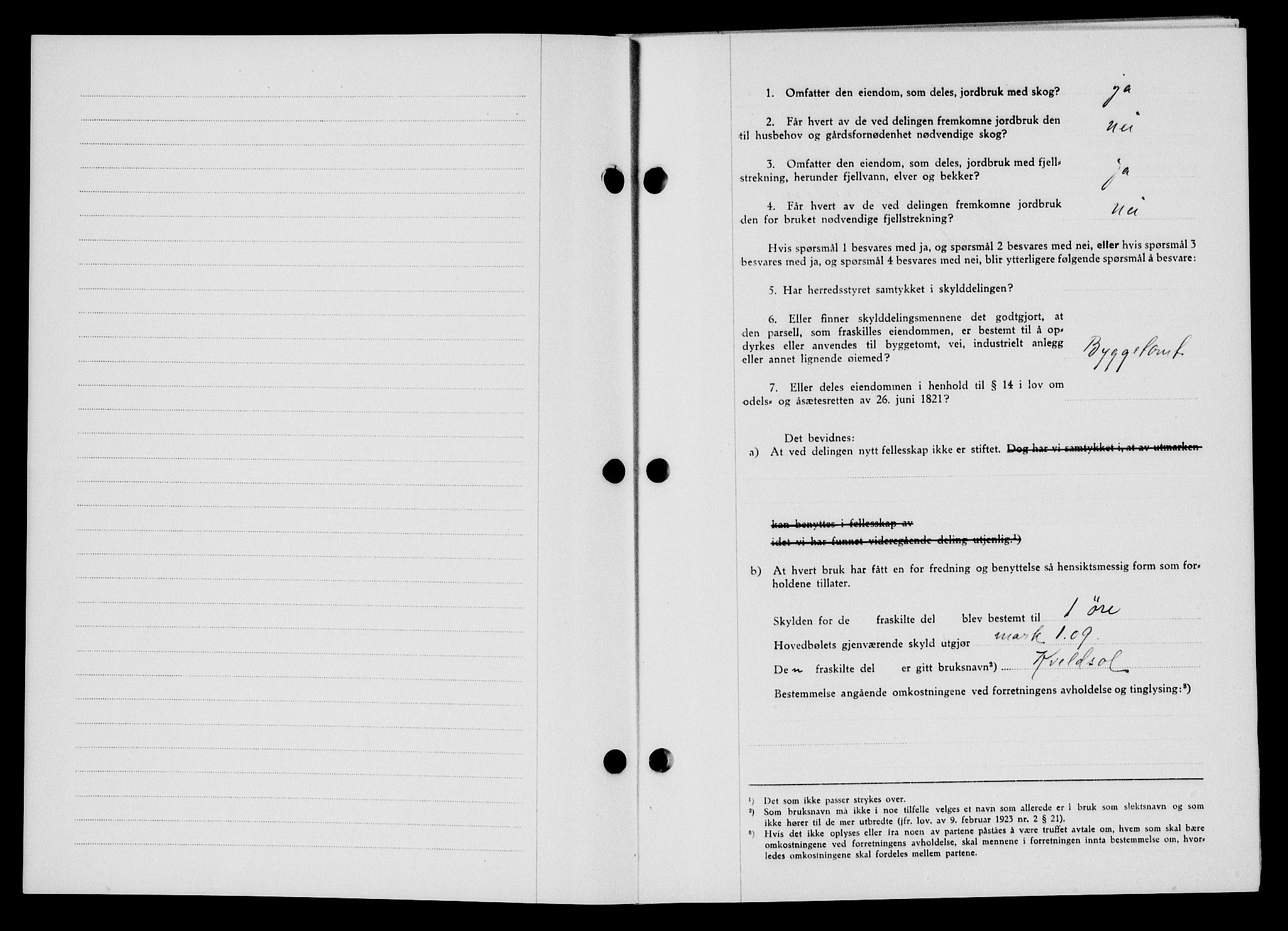 Flekkefjord sorenskriveri, SAK/1221-0001/G/Gb/Gba/L0060: Mortgage book no. A-8, 1945-1946, Diary no: : 415/1945