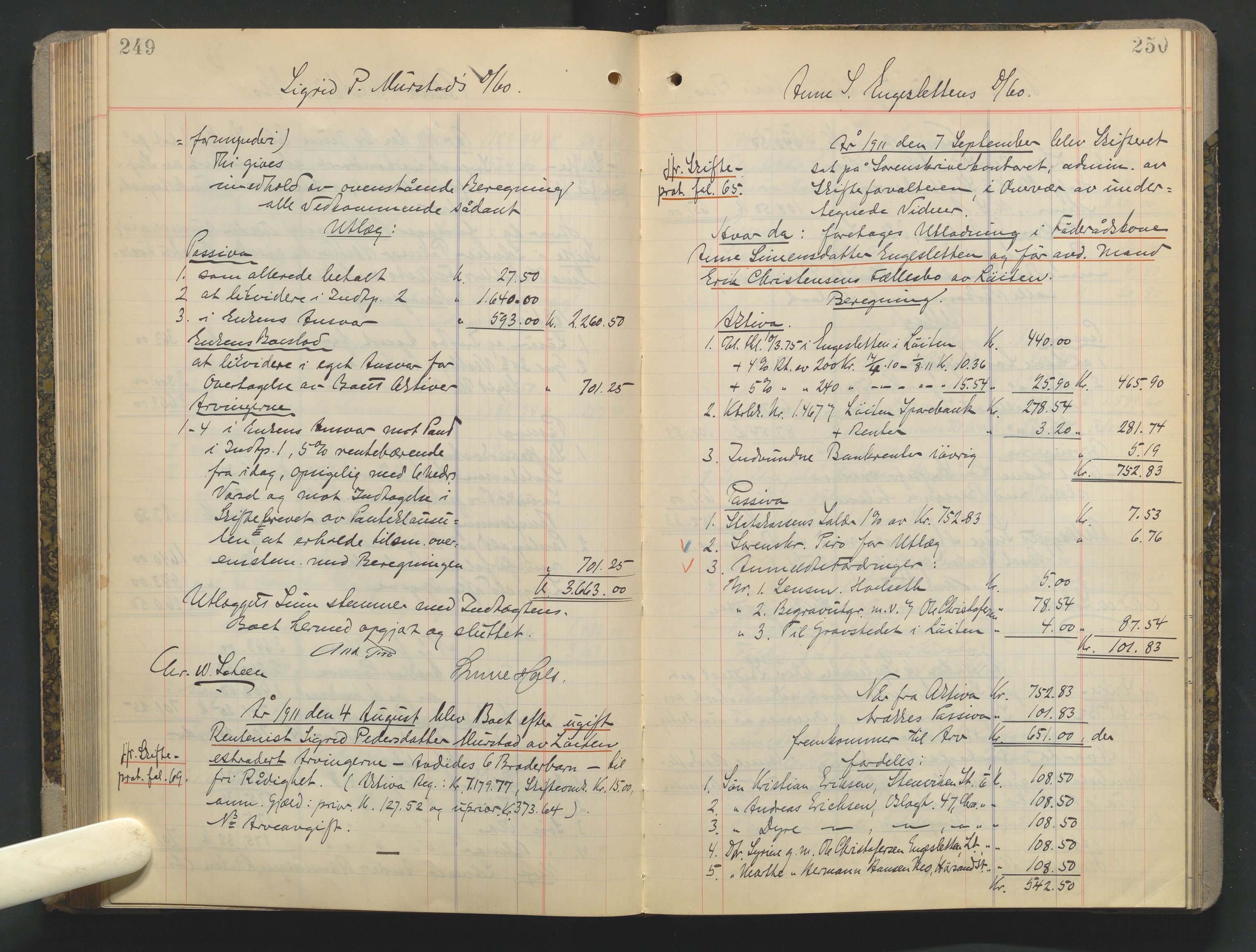 Sør-Hedmark sorenskriveri, AV/SAH-TING-014/J/Ja/Jad/L0003: Skifteutlodningsprotokoll - landet, 1906-1914, p. 249-250