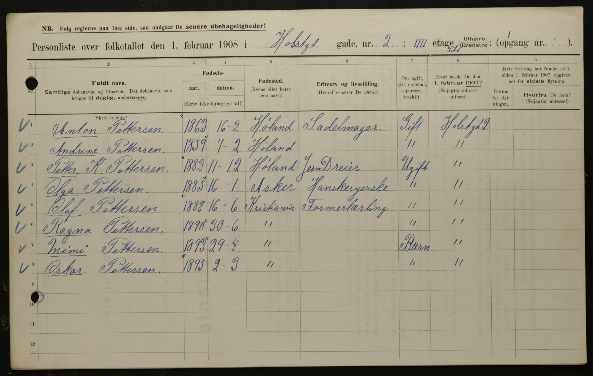 OBA, Municipal Census 1908 for Kristiania, 1908, p. 36801