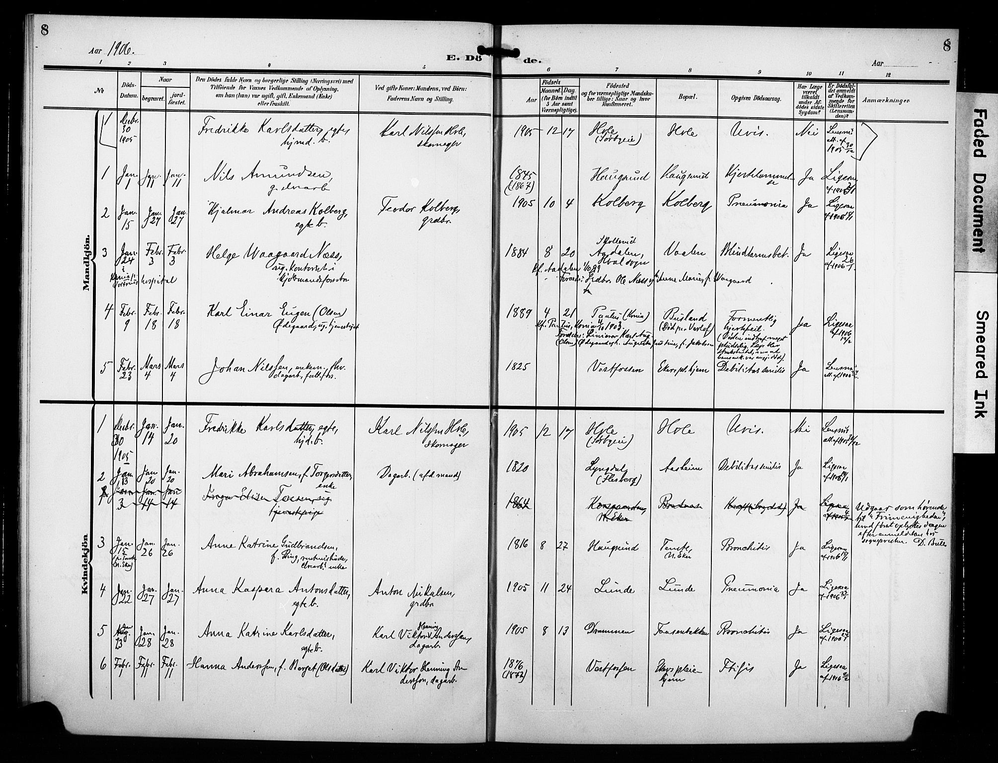 Eiker kirkebøker, AV/SAKO-A-4/F/Fb/L0004: Parish register (official) no. II 4, 1905-1914, p. 8