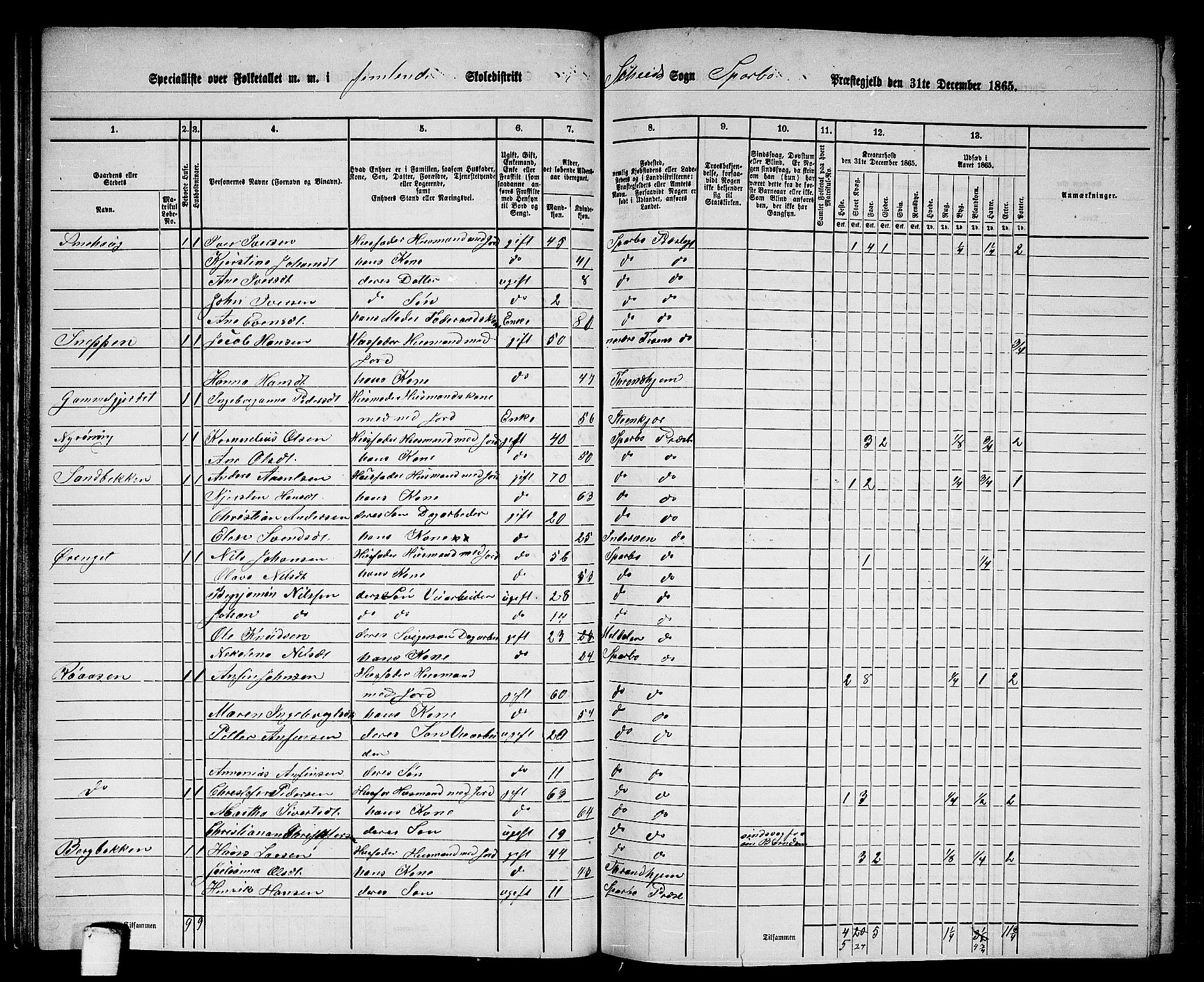 RA, 1865 census for Sparbu, 1865, p. 55