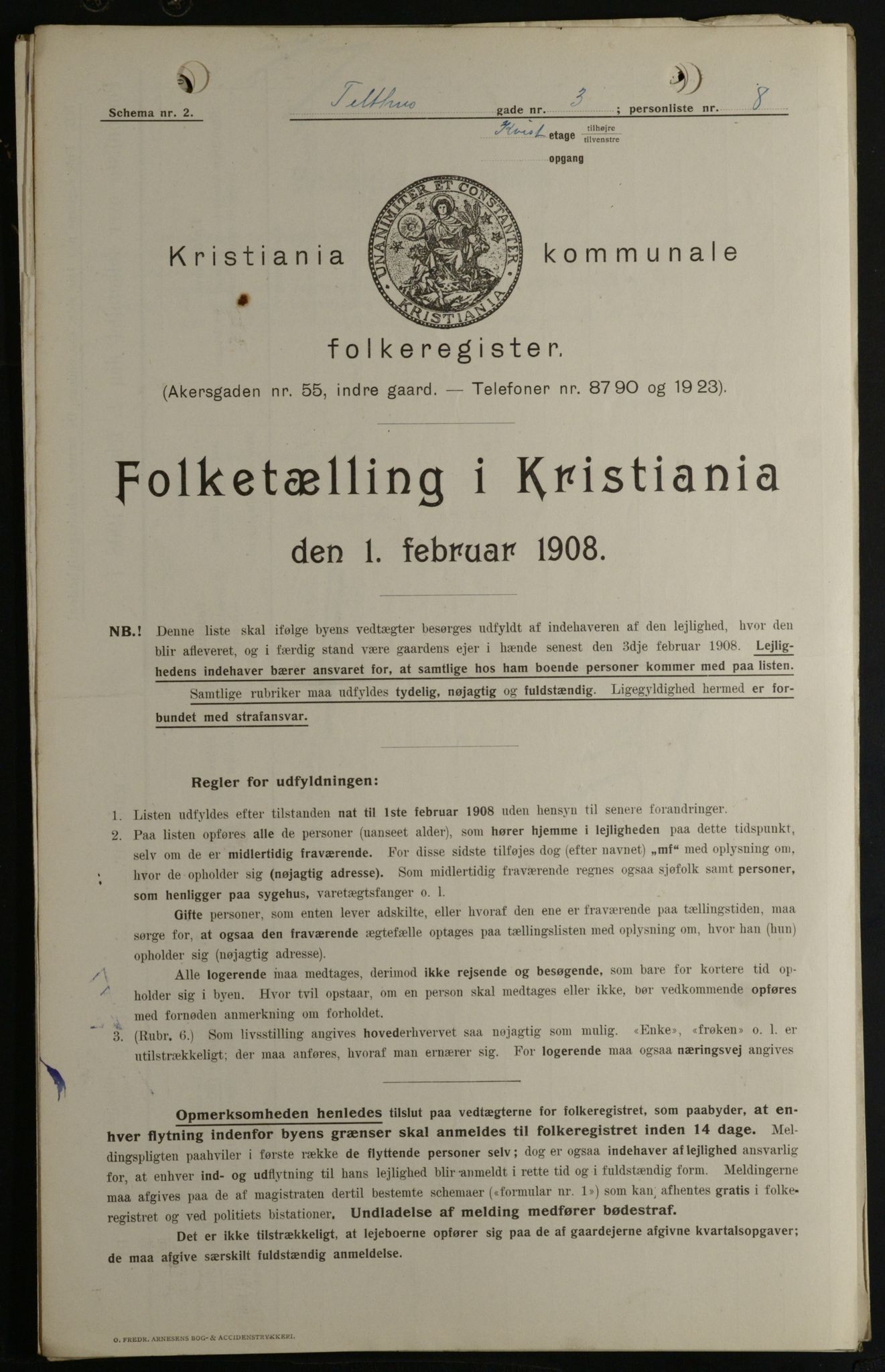 OBA, Municipal Census 1908 for Kristiania, 1908, p. 96709