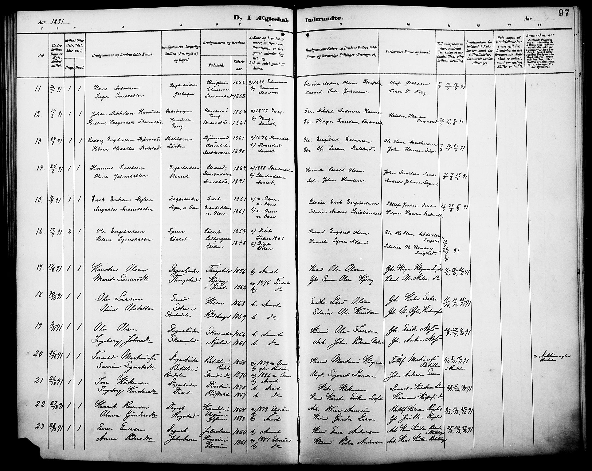 Åmot prestekontor, Hedmark, AV/SAH-PREST-056/H/Ha/Haa/L0011: Parish register (official) no. 11, 1890-1897, p. 97