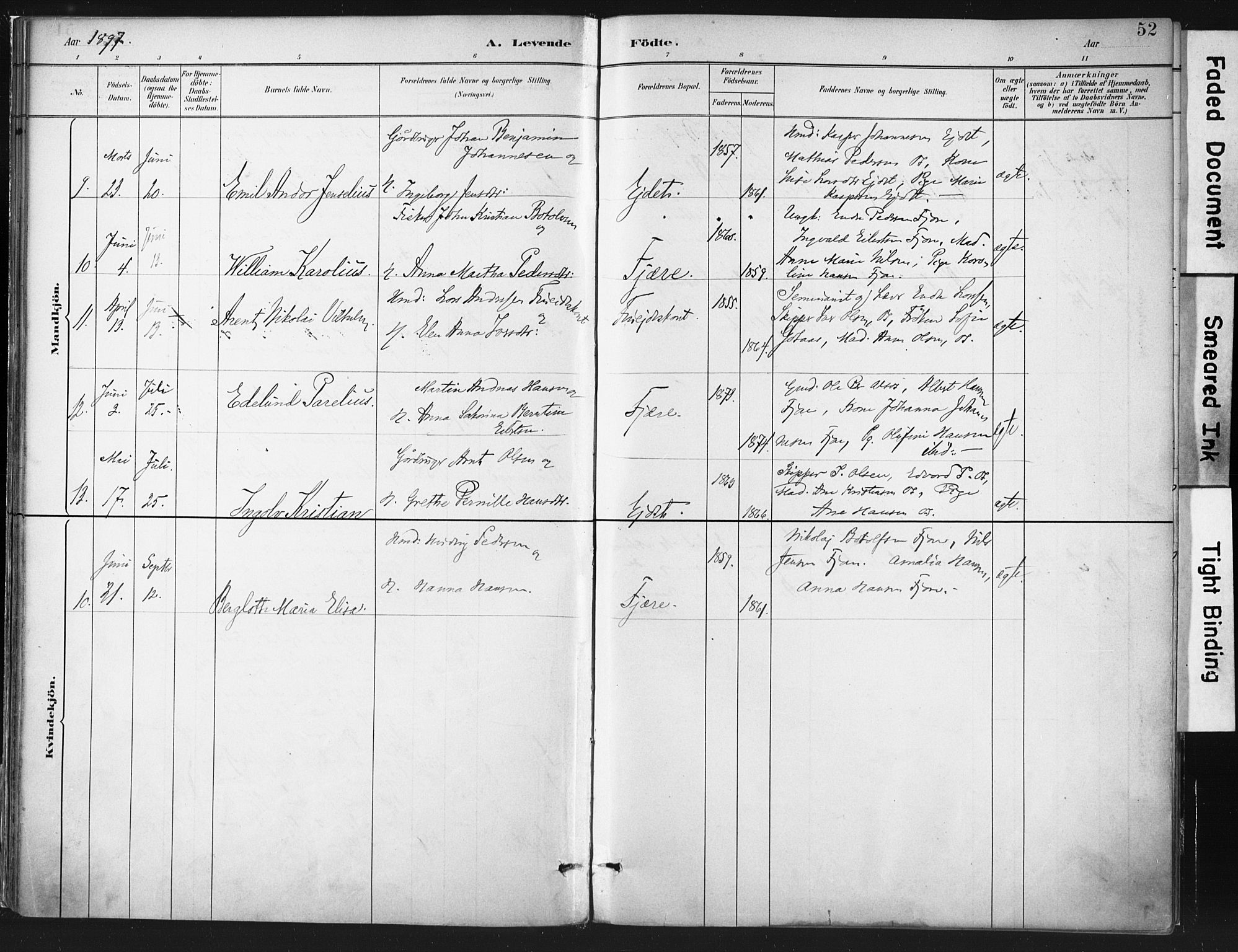 Ministerialprotokoller, klokkerbøker og fødselsregistre - Nordland, AV/SAT-A-1459/803/L0071: Parish register (official) no. 803A01, 1881-1897, p. 52