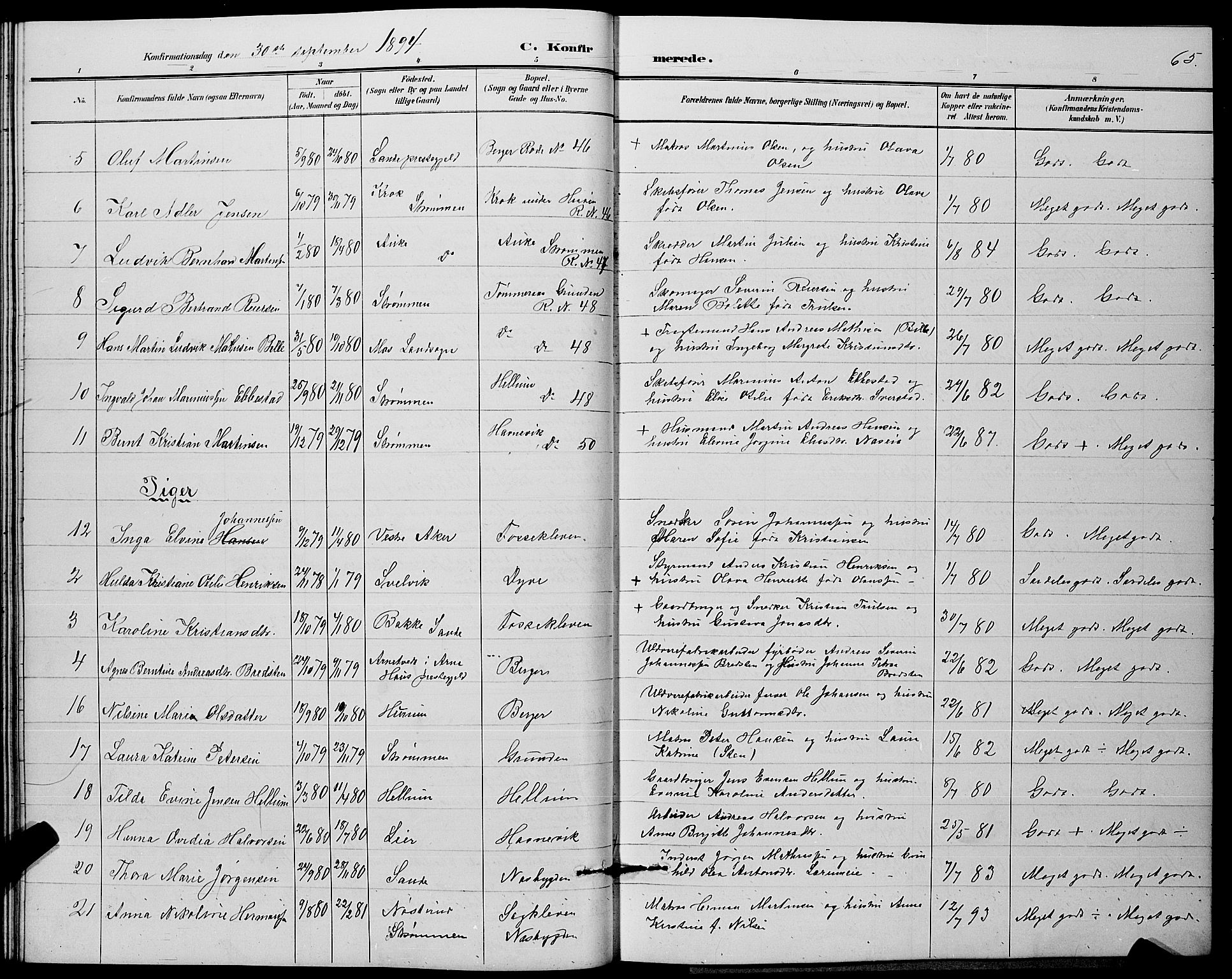 Strømm kirkebøker, SAKO/A-322/G/Ga/L0003: Parish register (copy) no. I 3, 1889-1896, p. 65