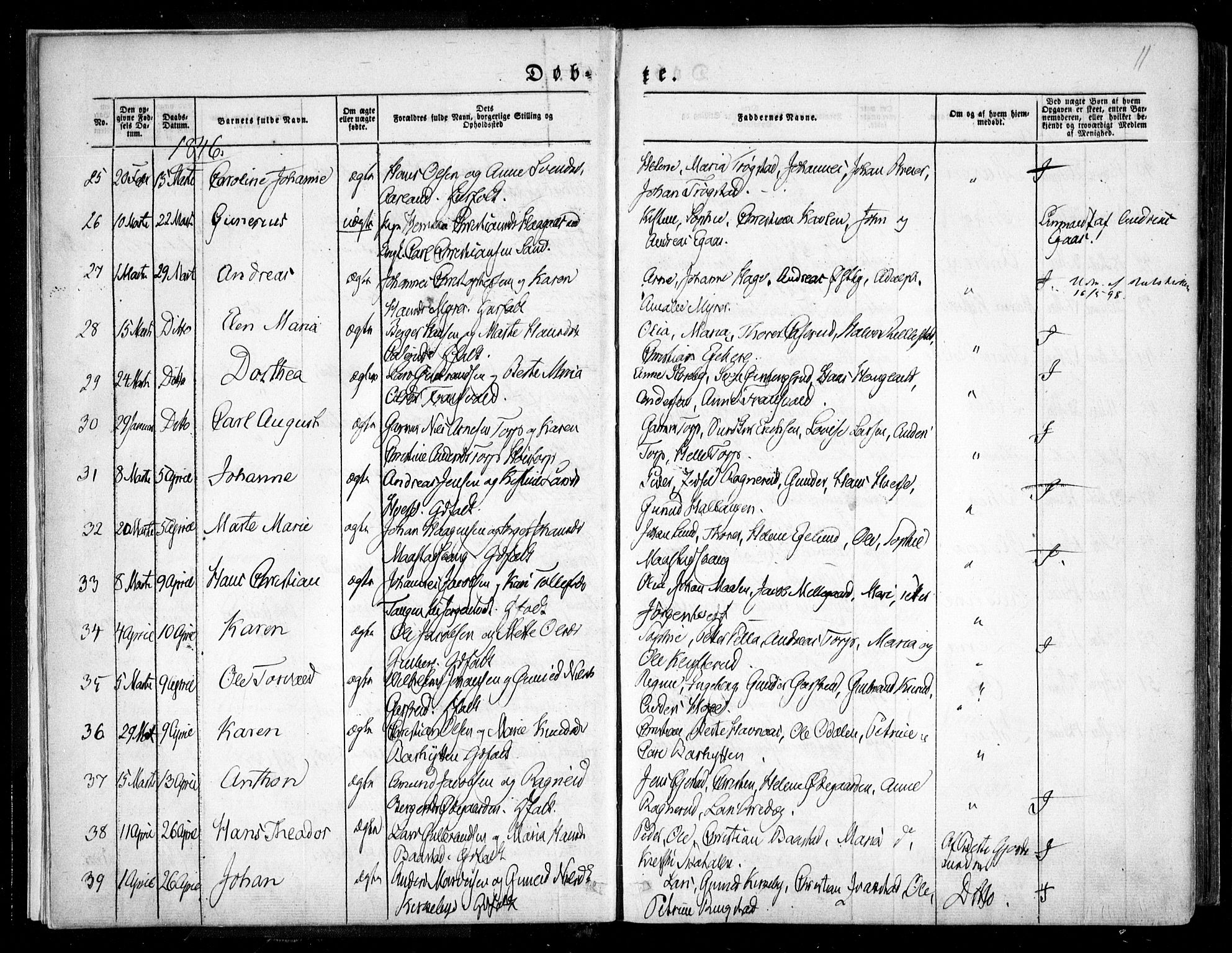 Trøgstad prestekontor Kirkebøker, SAO/A-10925/F/Fa/L0007: Parish register (official) no. I 7, 1845-1854, p. 11