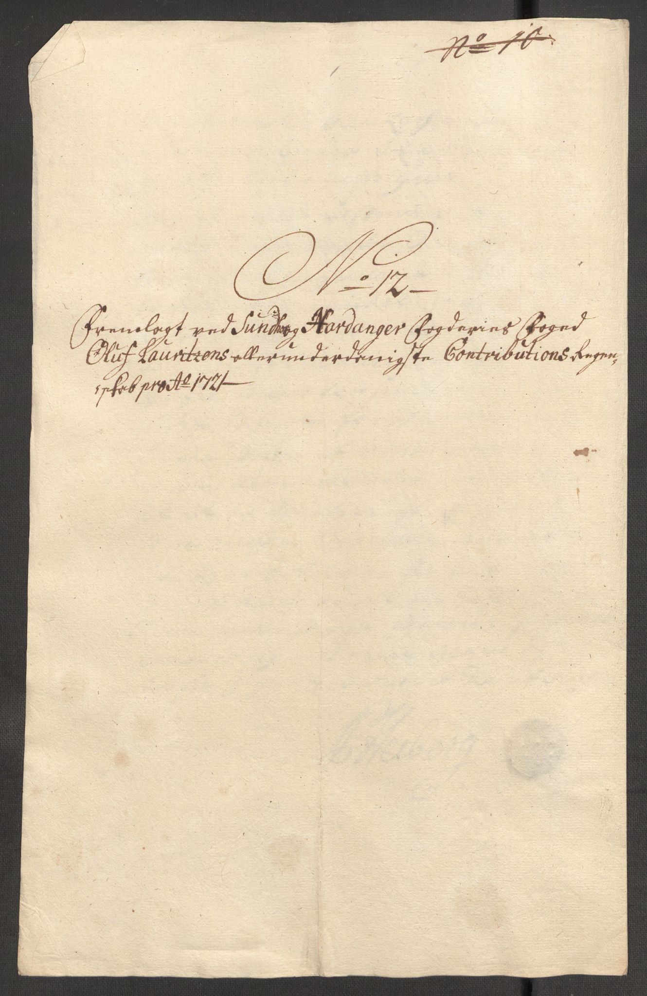 Rentekammeret inntil 1814, Reviderte regnskaper, Fogderegnskap, AV/RA-EA-4092/R48/L3000: Fogderegnskap Sunnhordland og Hardanger, 1721, p. 126