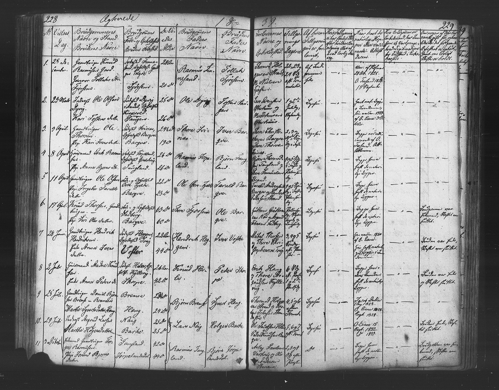 Strand sokneprestkontor, SAST/A-101828/H/Ha/Haa/L0006: Parish register (official) no. A 6, 1834-1854, p. 228-229
