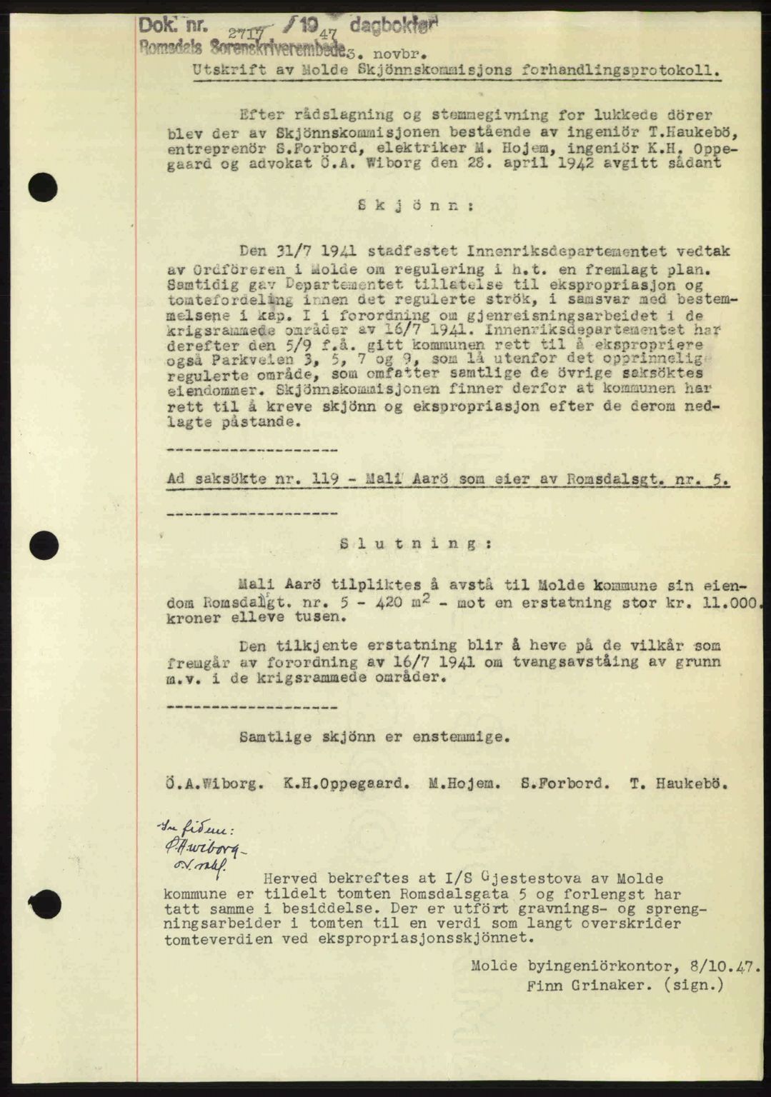 Romsdal sorenskriveri, SAT/A-4149/1/2/2C: Mortgage book no. A24, 1947-1947, Diary no: : 2717/1947