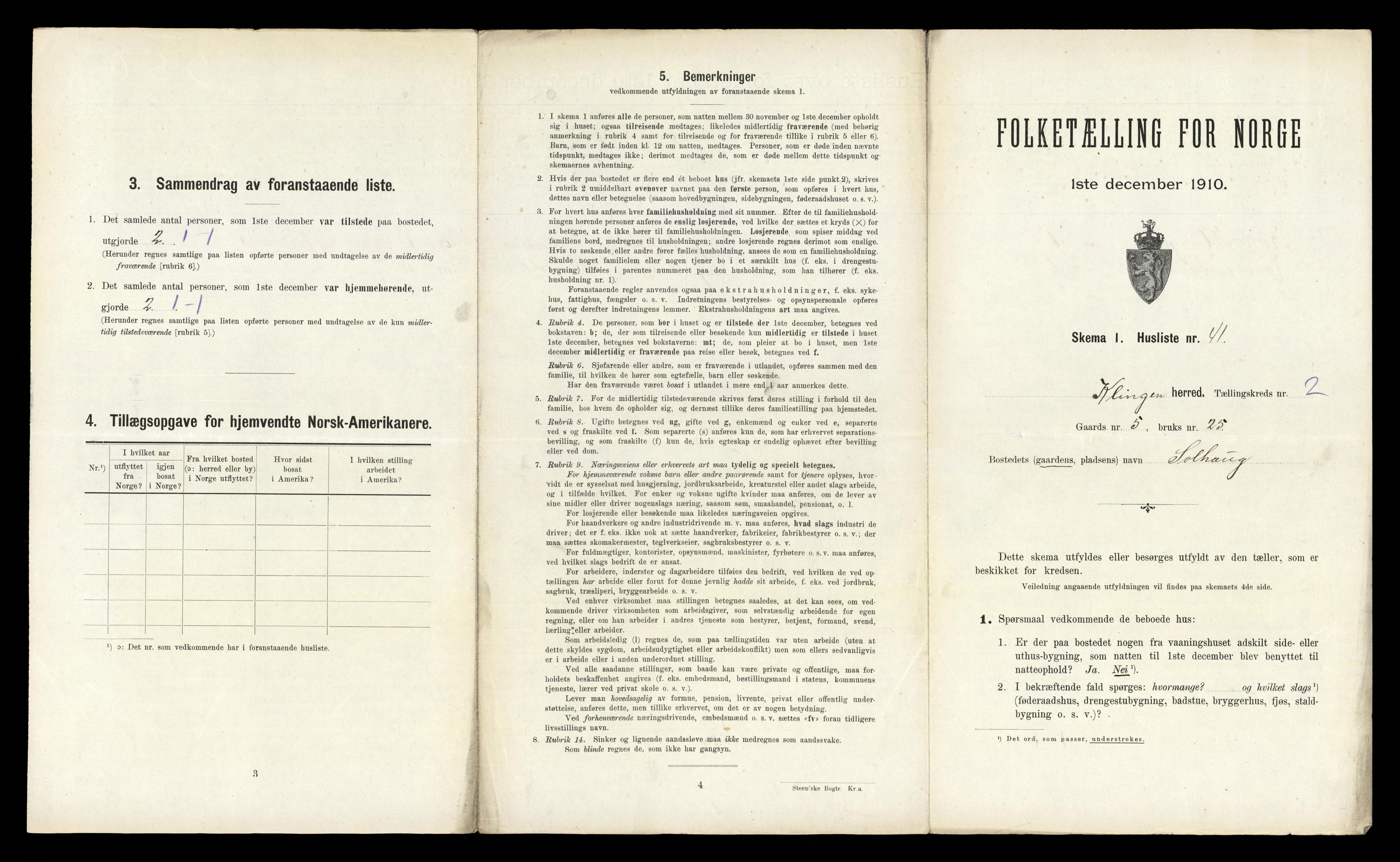 RA, 1910 census for Klinga, 1910, p. 253