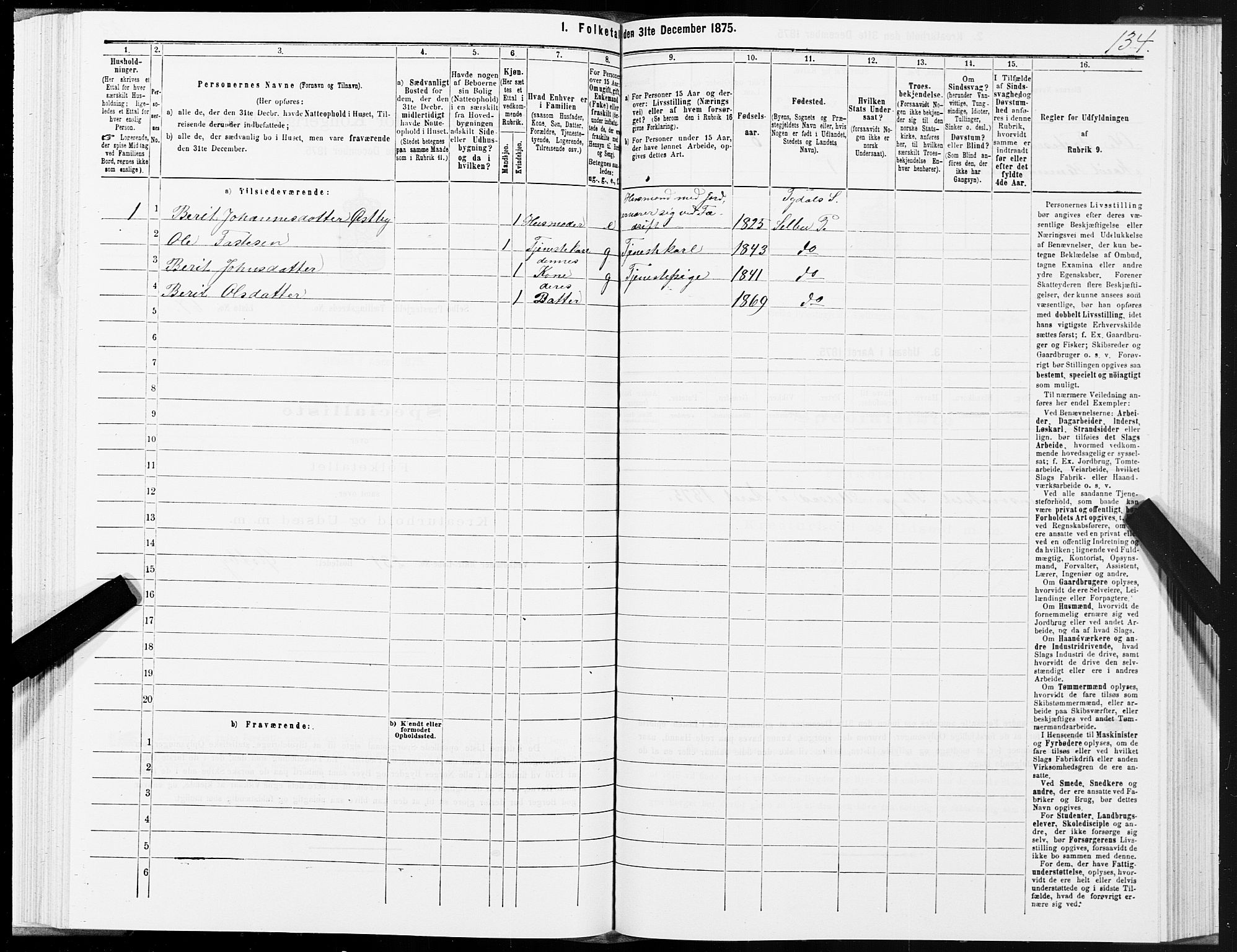 SAT, 1875 census for 1664P Selbu, 1875, p. 7134