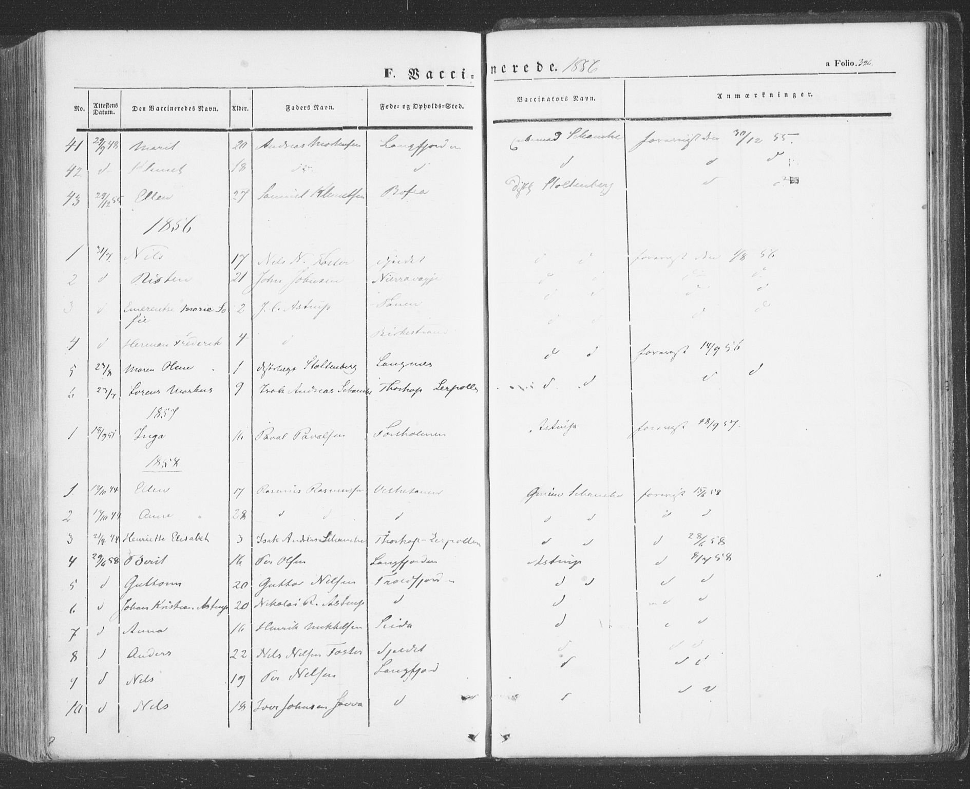 Tana sokneprestkontor, SATØ/S-1334/H/Ha/L0001kirke: Parish register (official) no. 1, 1846-1861, p. 326