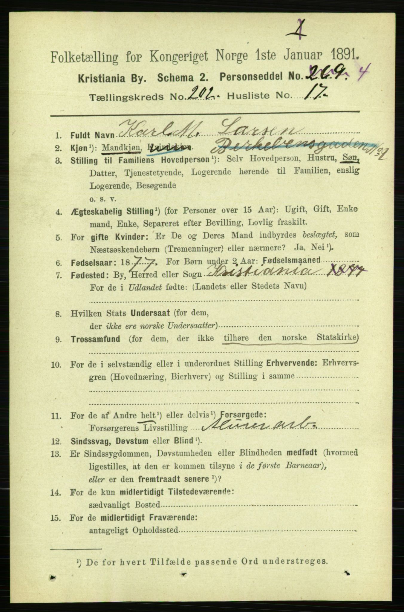 RA, 1891 census for 0301 Kristiania, 1891, p. 121793
