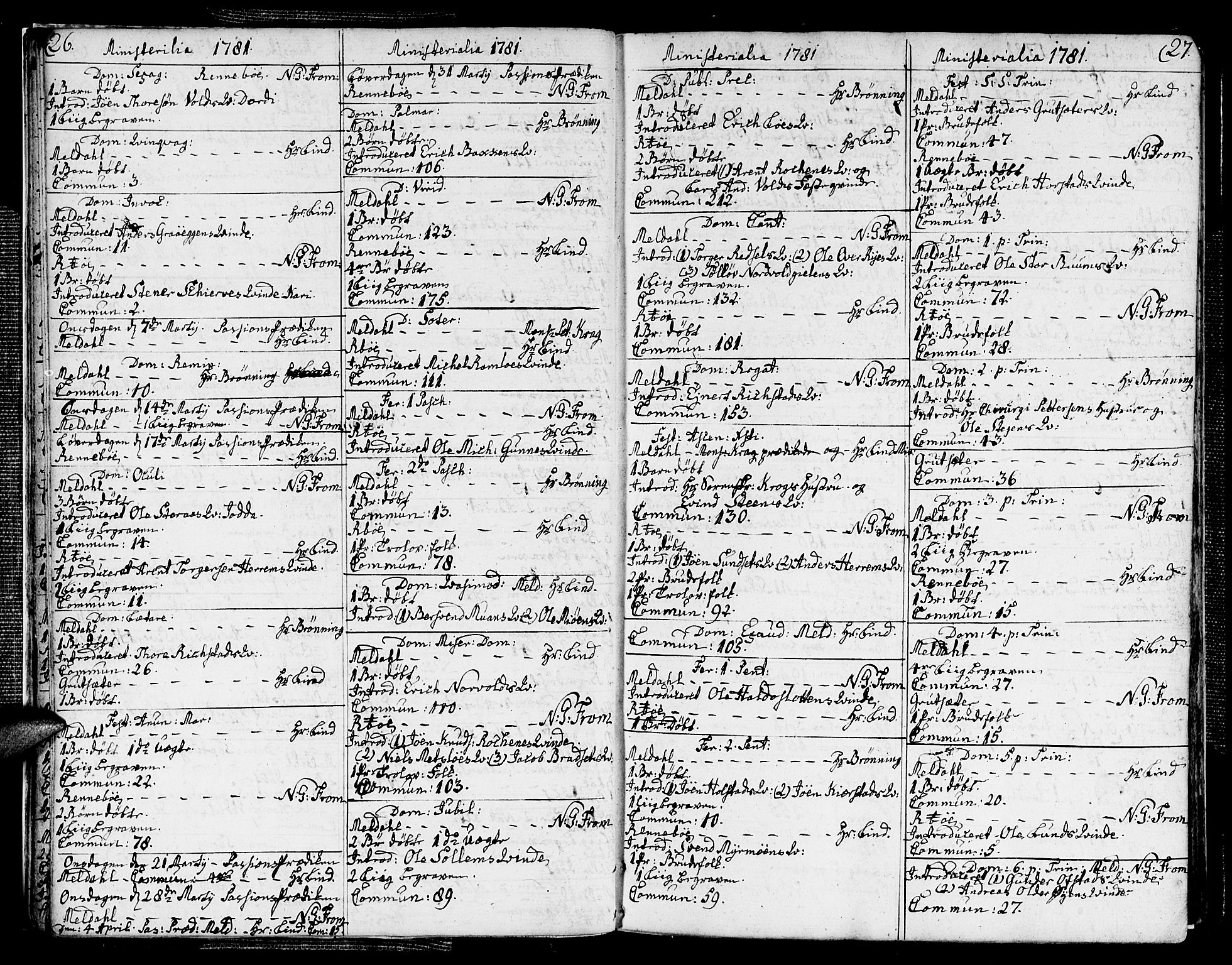 Ministerialprotokoller, klokkerbøker og fødselsregistre - Sør-Trøndelag, SAT/A-1456/672/L0852: Parish register (official) no. 672A05, 1776-1815, p. 26-27