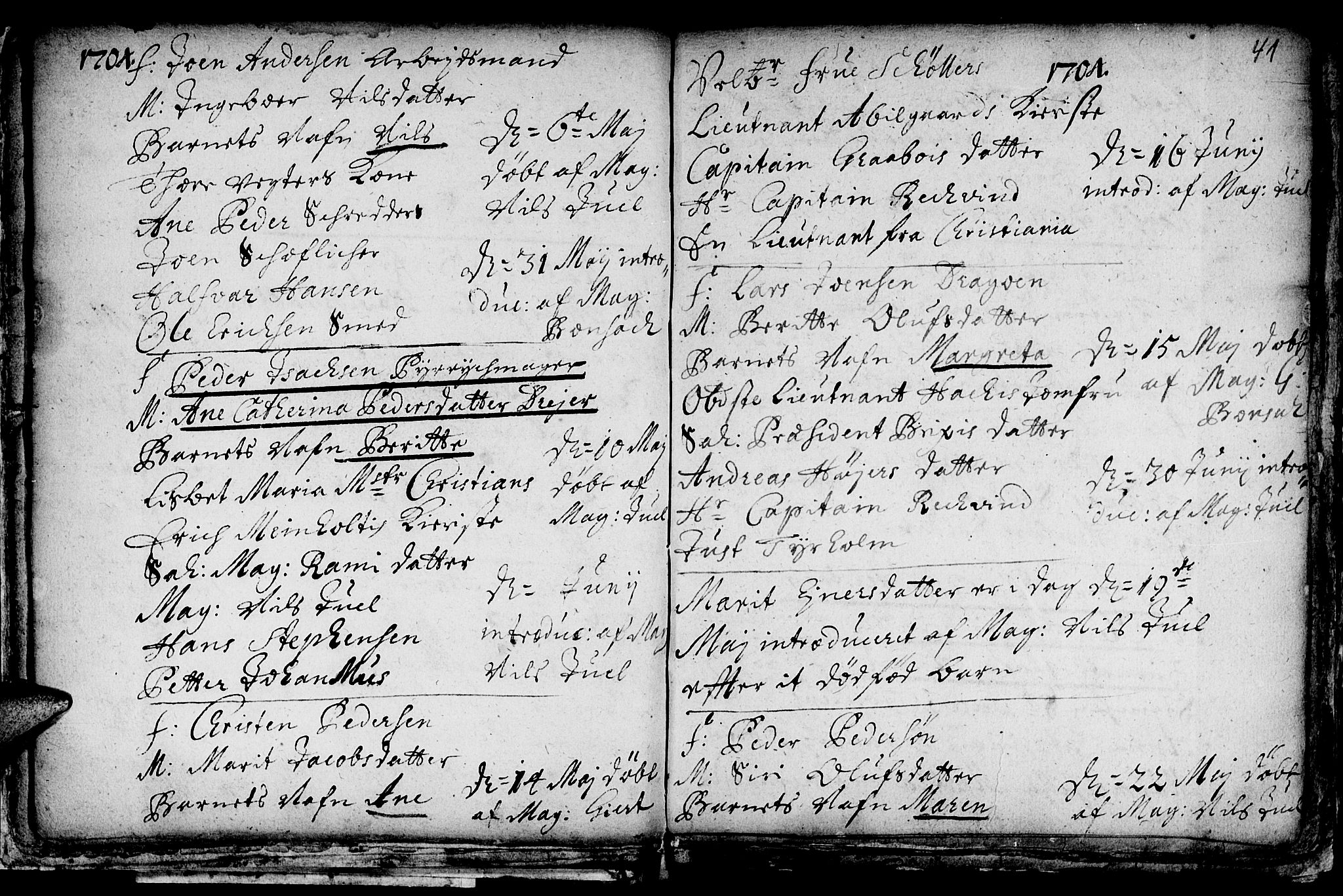 Ministerialprotokoller, klokkerbøker og fødselsregistre - Sør-Trøndelag, SAT/A-1456/601/L0034: Parish register (official) no. 601A02, 1702-1714, p. 41