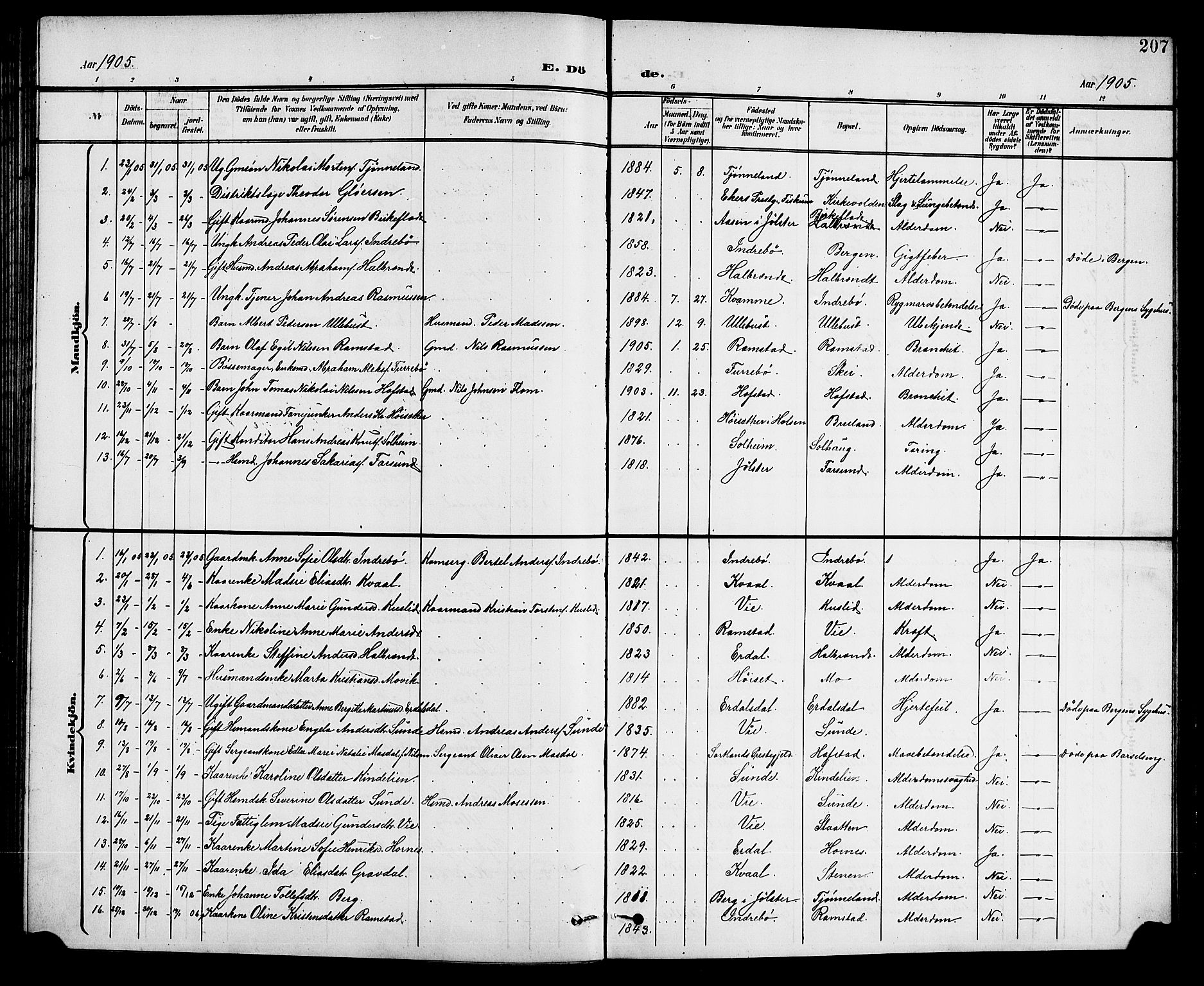 Førde sokneprestembete, SAB/A-79901/H/Hab/Haba/L0003: Parish register (copy) no. A 3, 1899-1924, p. 207