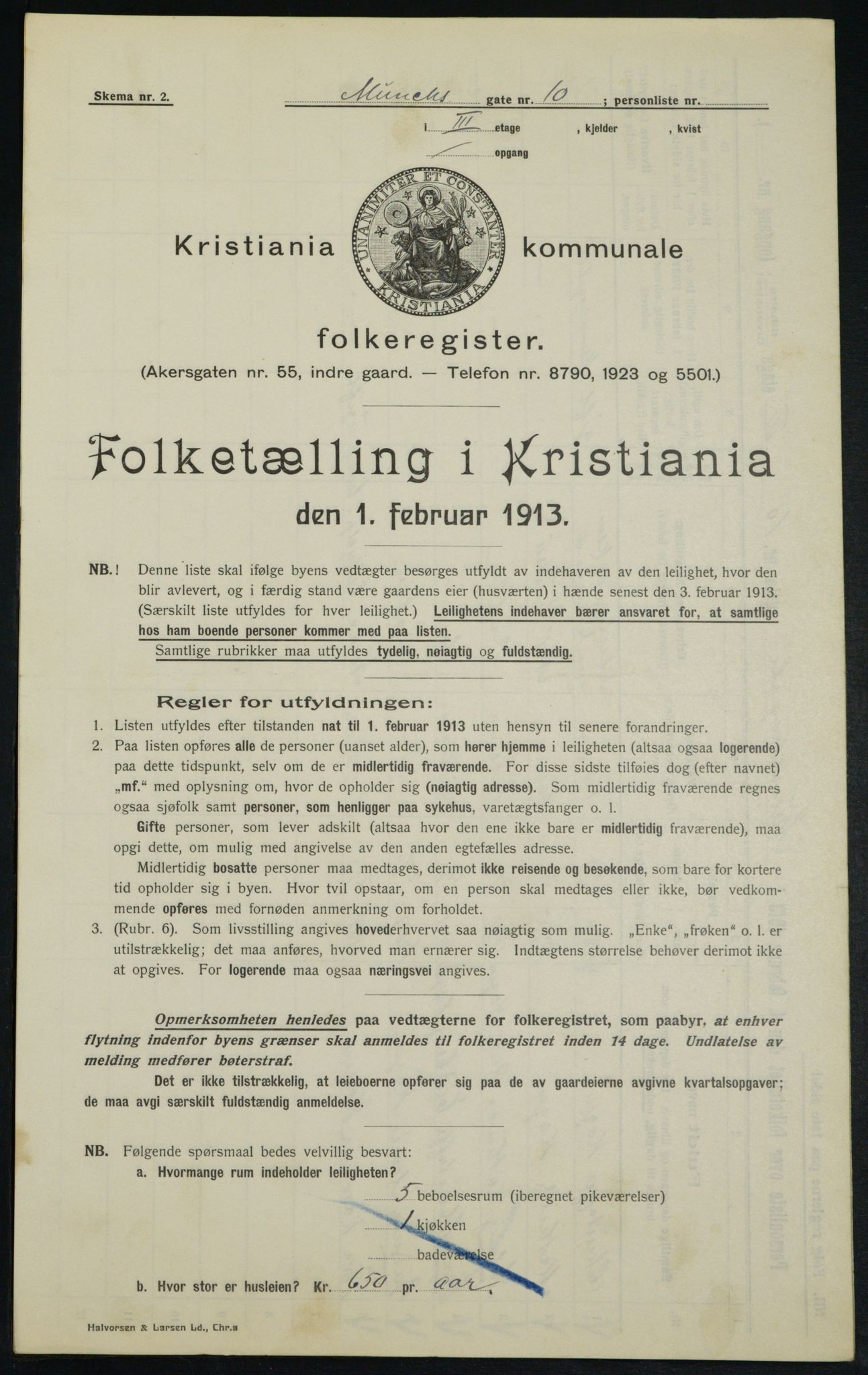 OBA, Municipal Census 1913 for Kristiania, 1913, p. 66620