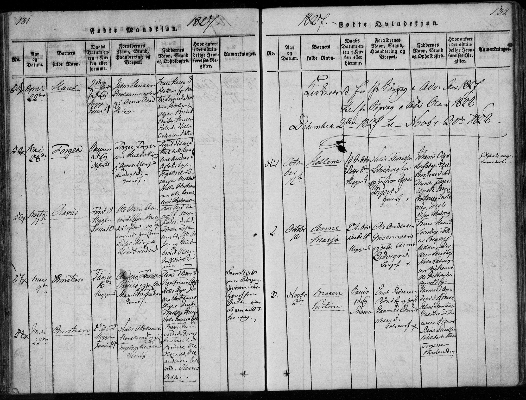 Modum kirkebøker, AV/SAKO-A-234/F/Fa/L0005: Parish register (official) no. 5, 1824-1841, p. 131-132