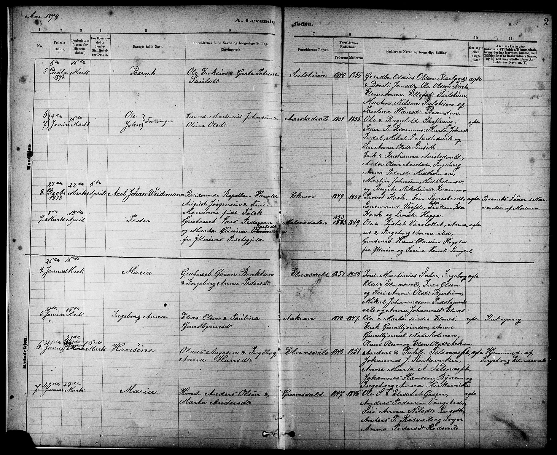 Ministerialprotokoller, klokkerbøker og fødselsregistre - Nord-Trøndelag, SAT/A-1458/724/L0267: Parish register (copy) no. 724C03, 1879-1898, p. 2