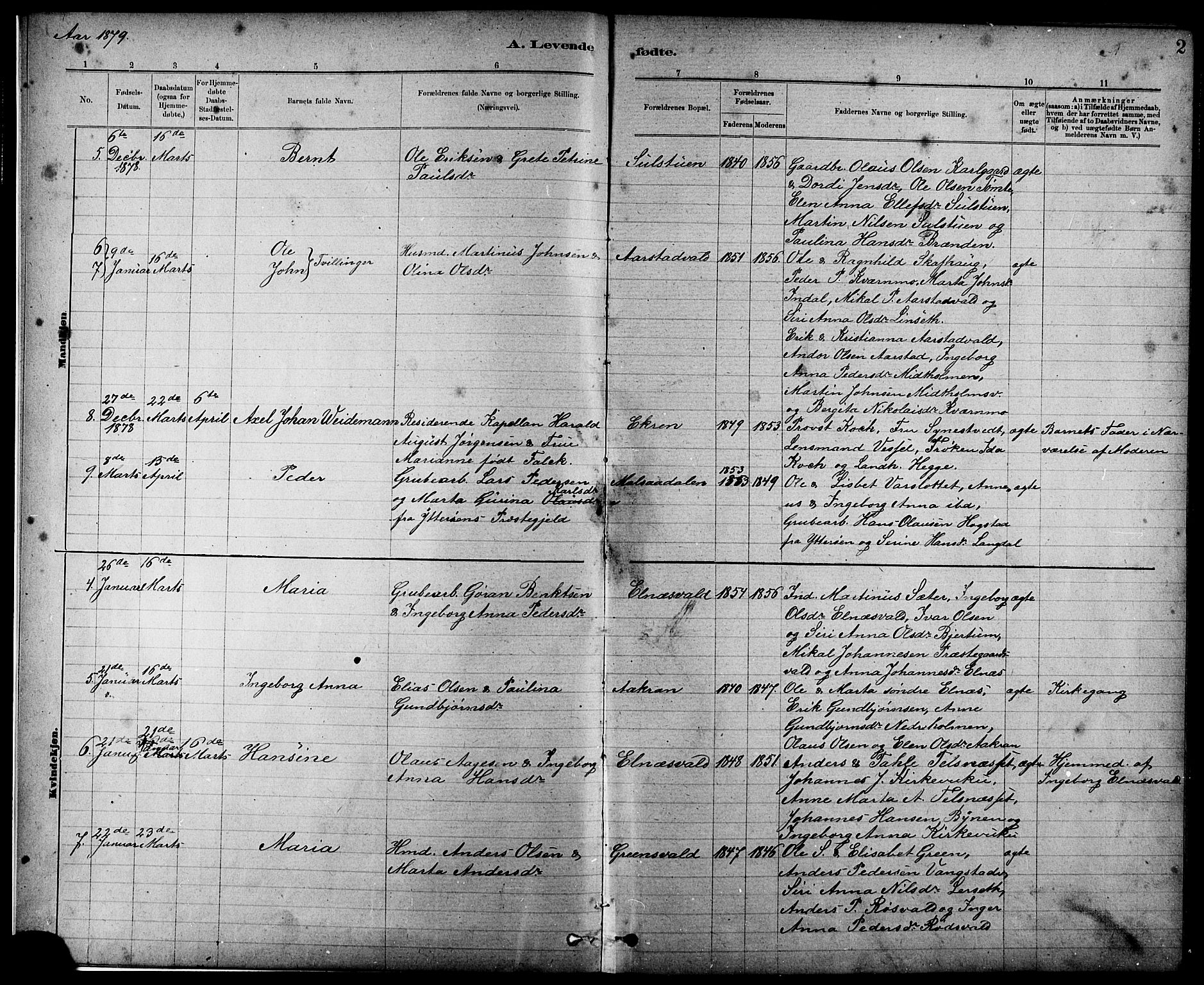 Ministerialprotokoller, klokkerbøker og fødselsregistre - Nord-Trøndelag, AV/SAT-A-1458/724/L0267: Parish register (copy) no. 724C03, 1879-1898, p. 2