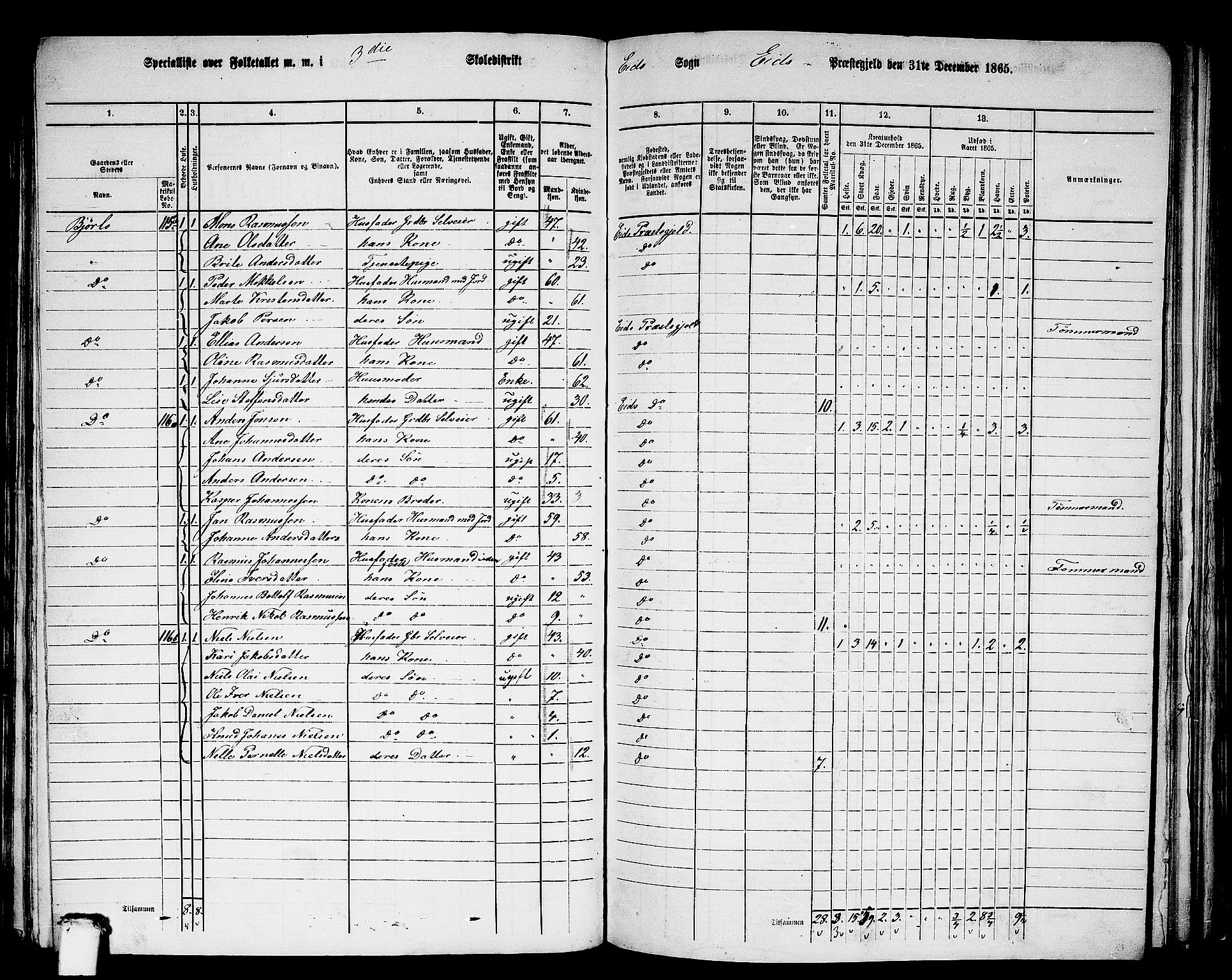 RA, 1865 census for Eid, 1865, p. 120