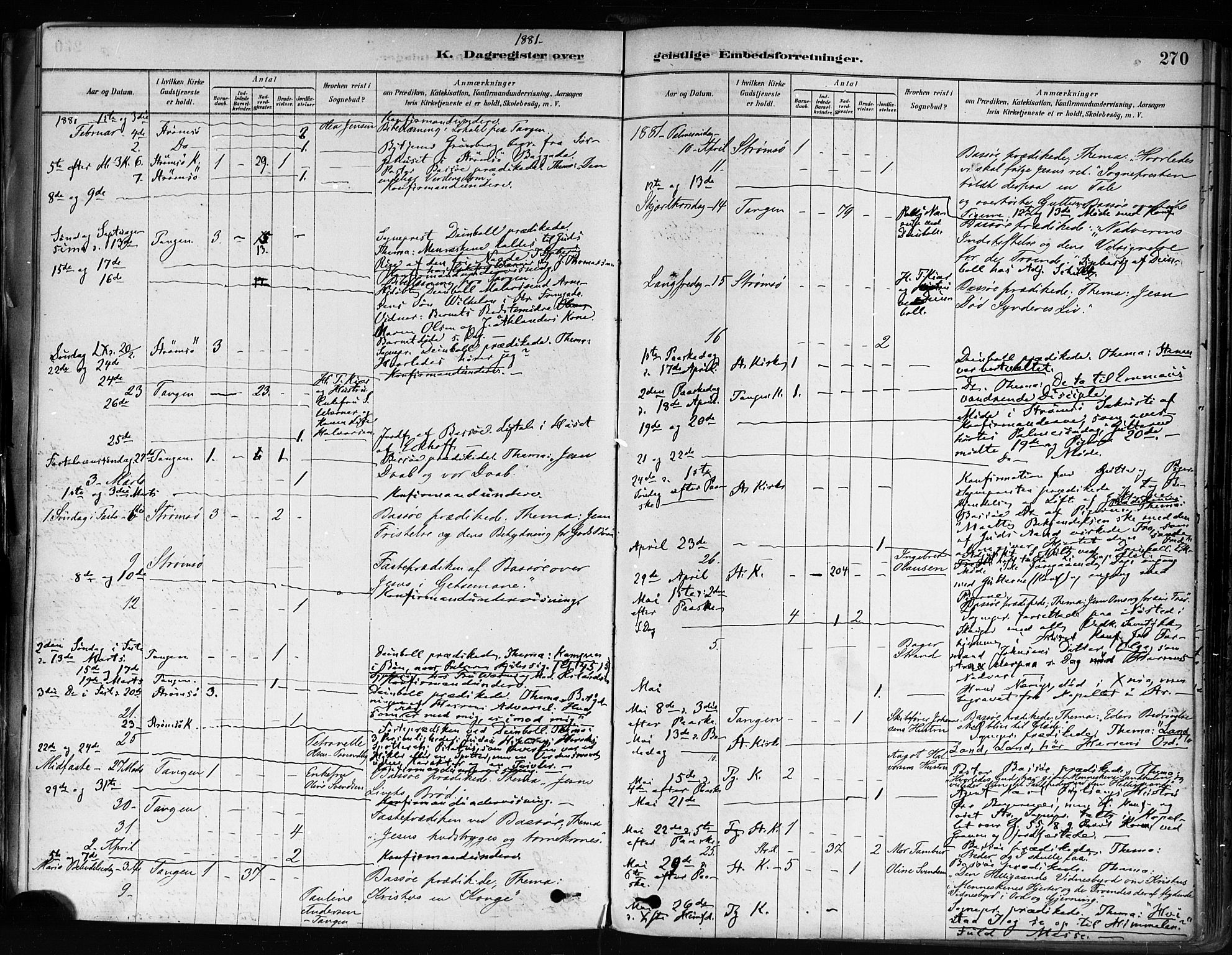 Strømsø kirkebøker, AV/SAKO-A-246/F/Fa/L0022: Parish register (official) no. I 22, 1879-1899, p. 270