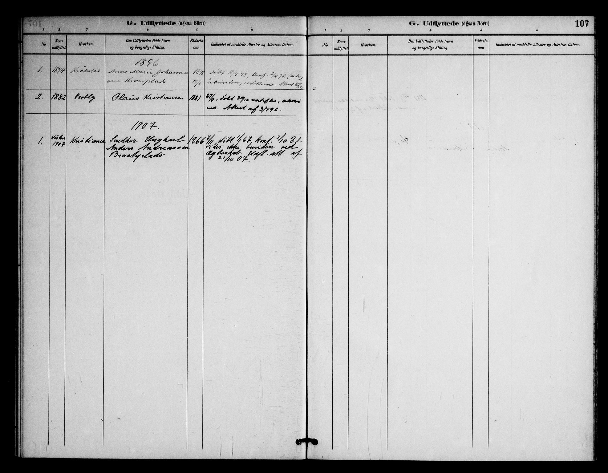 Ås prestekontor Kirkebøker, AV/SAO-A-10894/F/Fc/L0002: Parish register (official) no. III 2, 1892-1924, p. 107