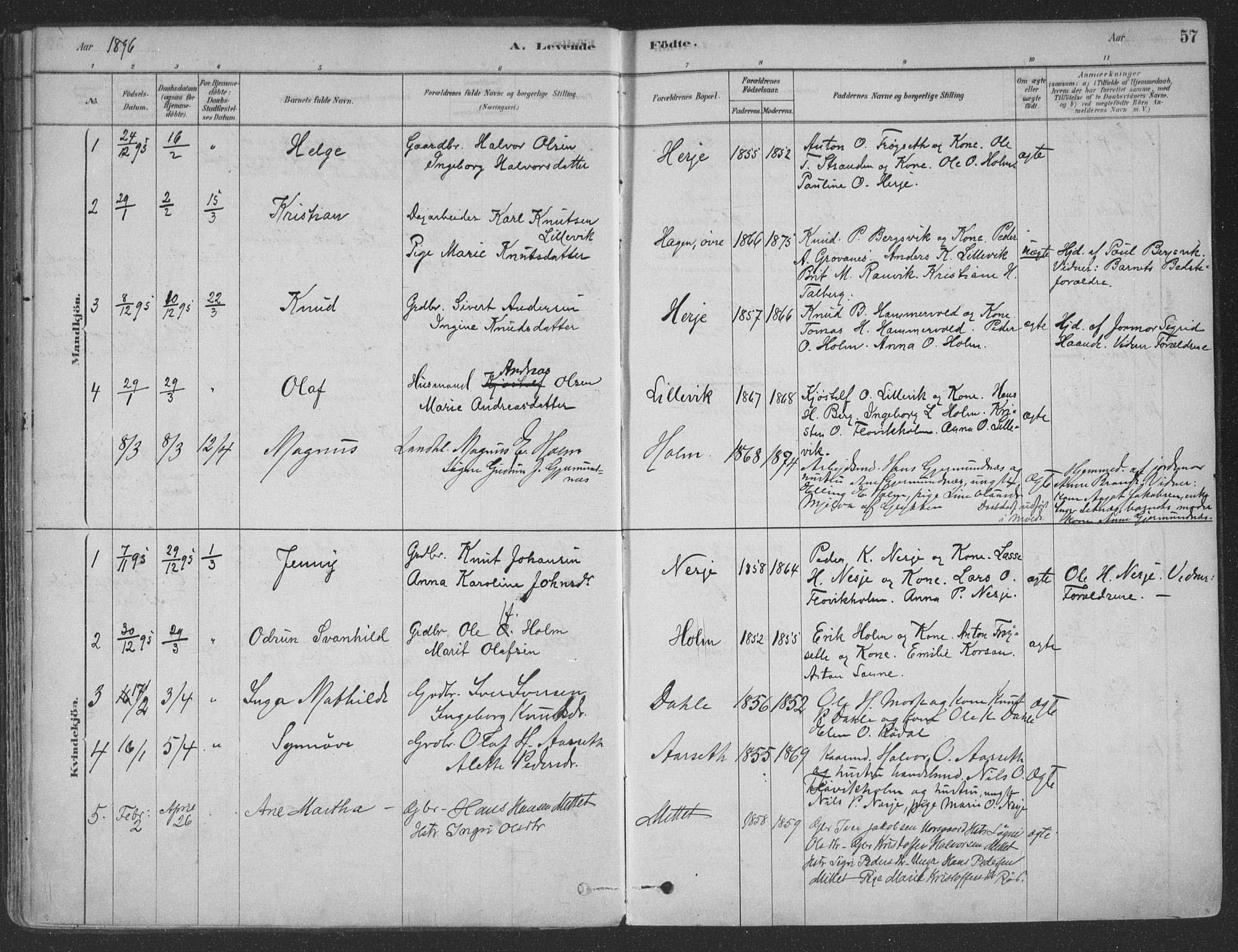 Ministerialprotokoller, klokkerbøker og fødselsregistre - Møre og Romsdal, SAT/A-1454/547/L0604: Parish register (official) no. 547A06, 1878-1906, p. 57