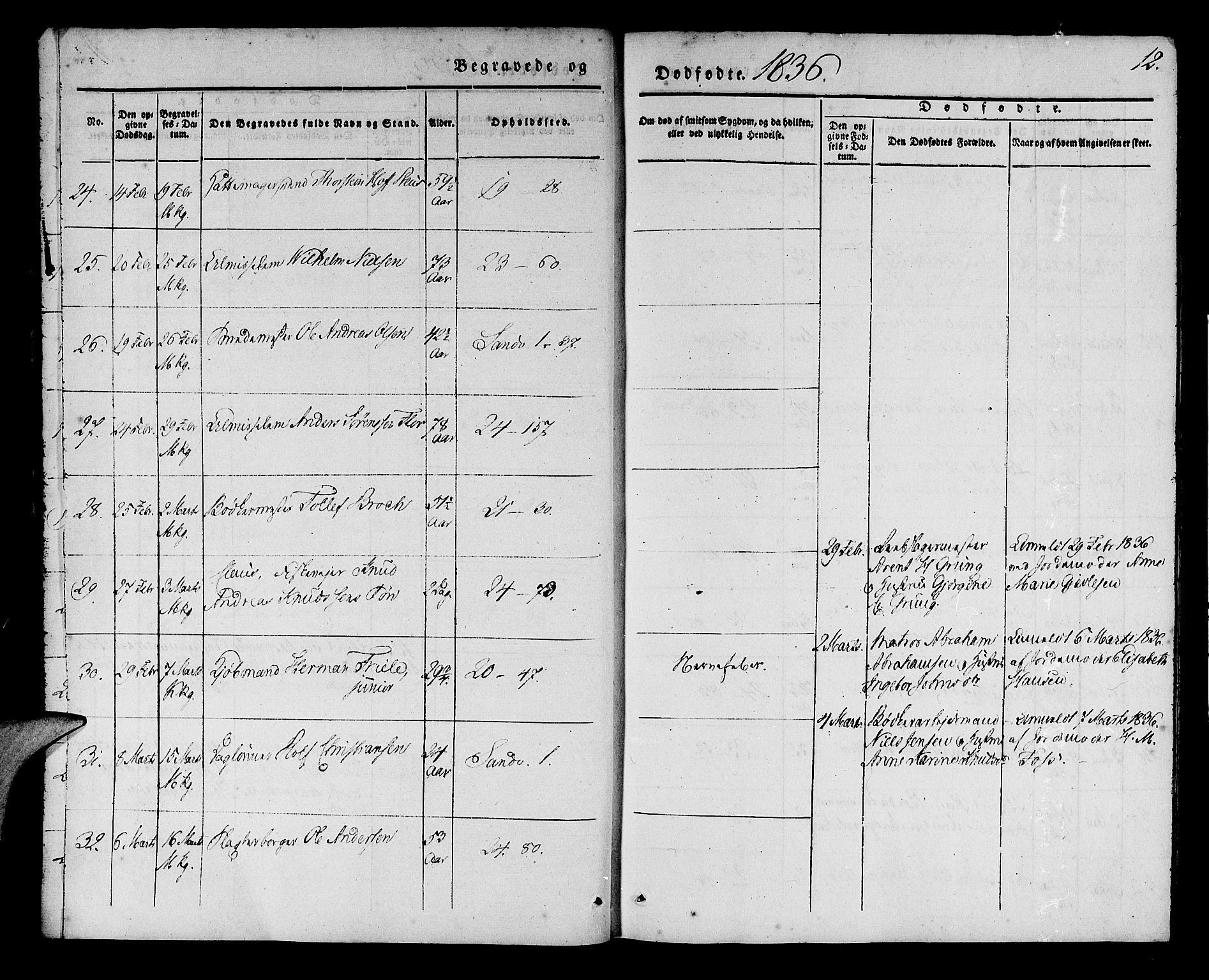 Korskirken sokneprestembete, SAB/A-76101/H/Haa/L0043: Parish register (official) no. E 1, 1834-1848, p. 12