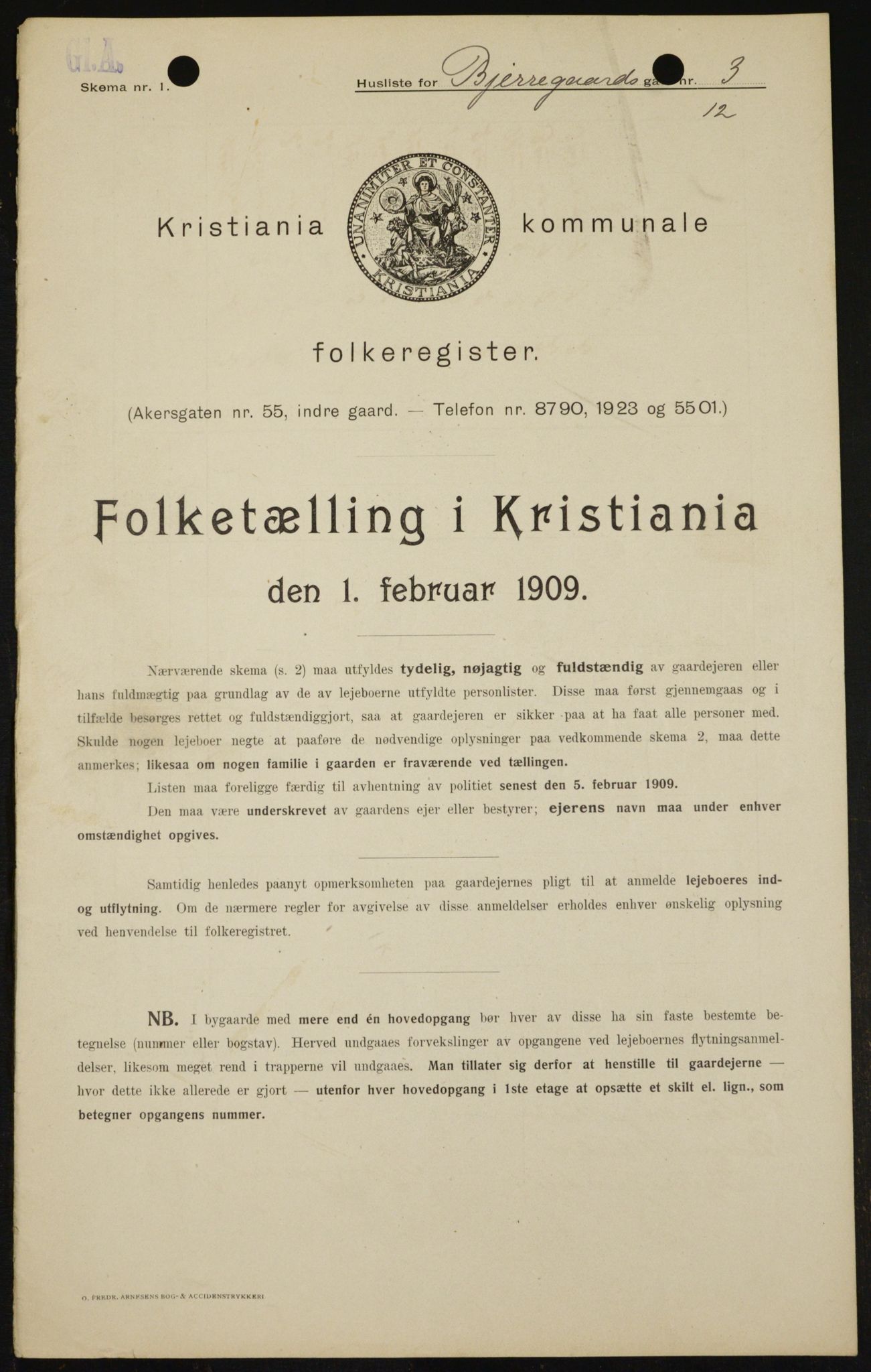OBA, Municipal Census 1909 for Kristiania, 1909, p. 5129
