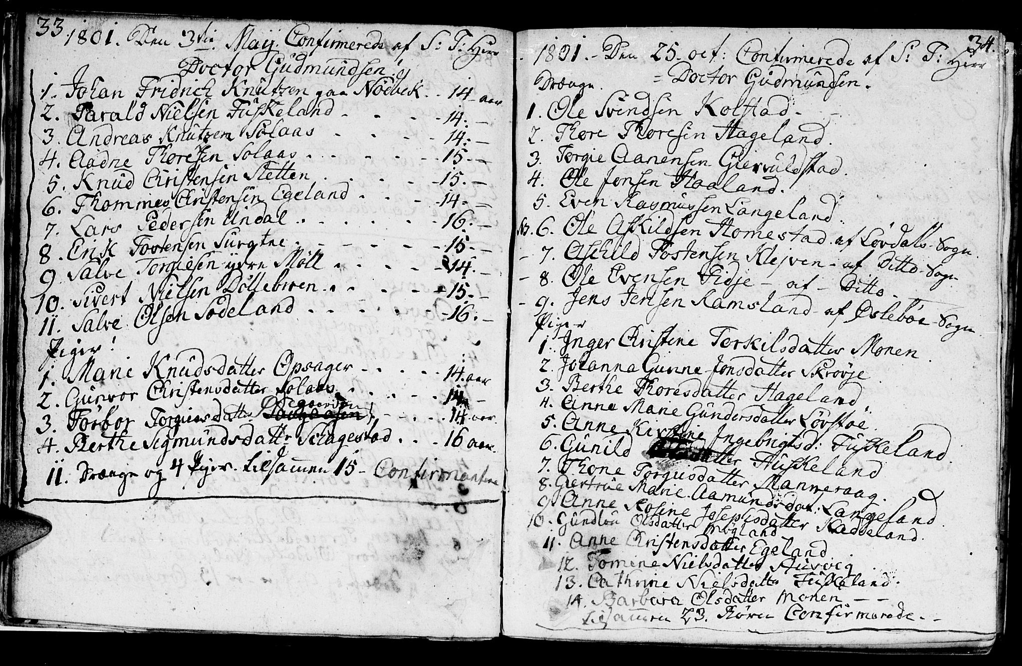 Holum sokneprestkontor, AV/SAK-1111-0022/F/Fa/Faa/L0003: Parish register (official) no. A 3, 1780-1821, p. 33-34