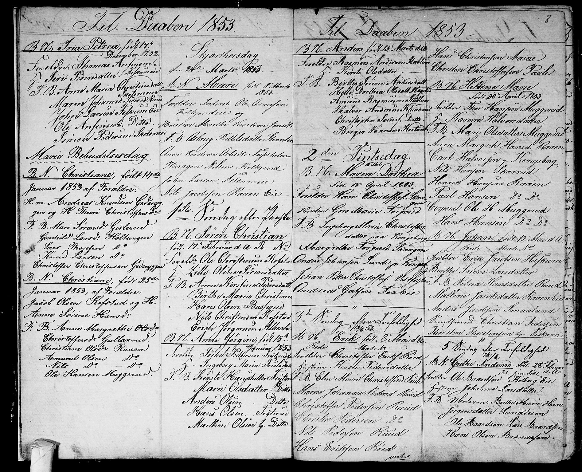 Fiskum kirkebøker, AV/SAKO-A-15/G/Ga/L0003: Parish register (copy) no. 3, 1851-1878, p. 8