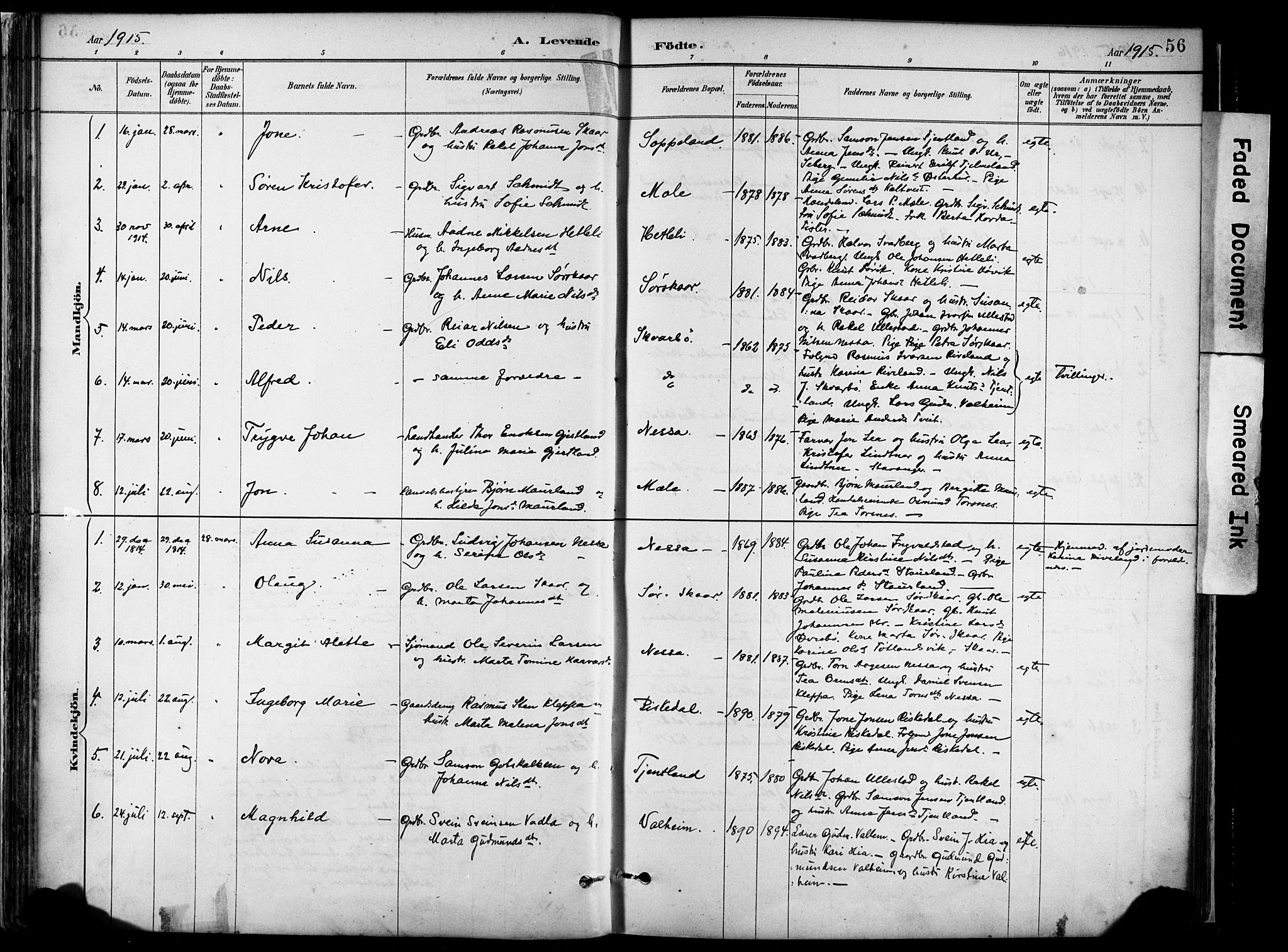 Hjelmeland sokneprestkontor, AV/SAST-A-101843/02/A/L0001: Parish register (official) no. A 16, 1887-1926, p. 56