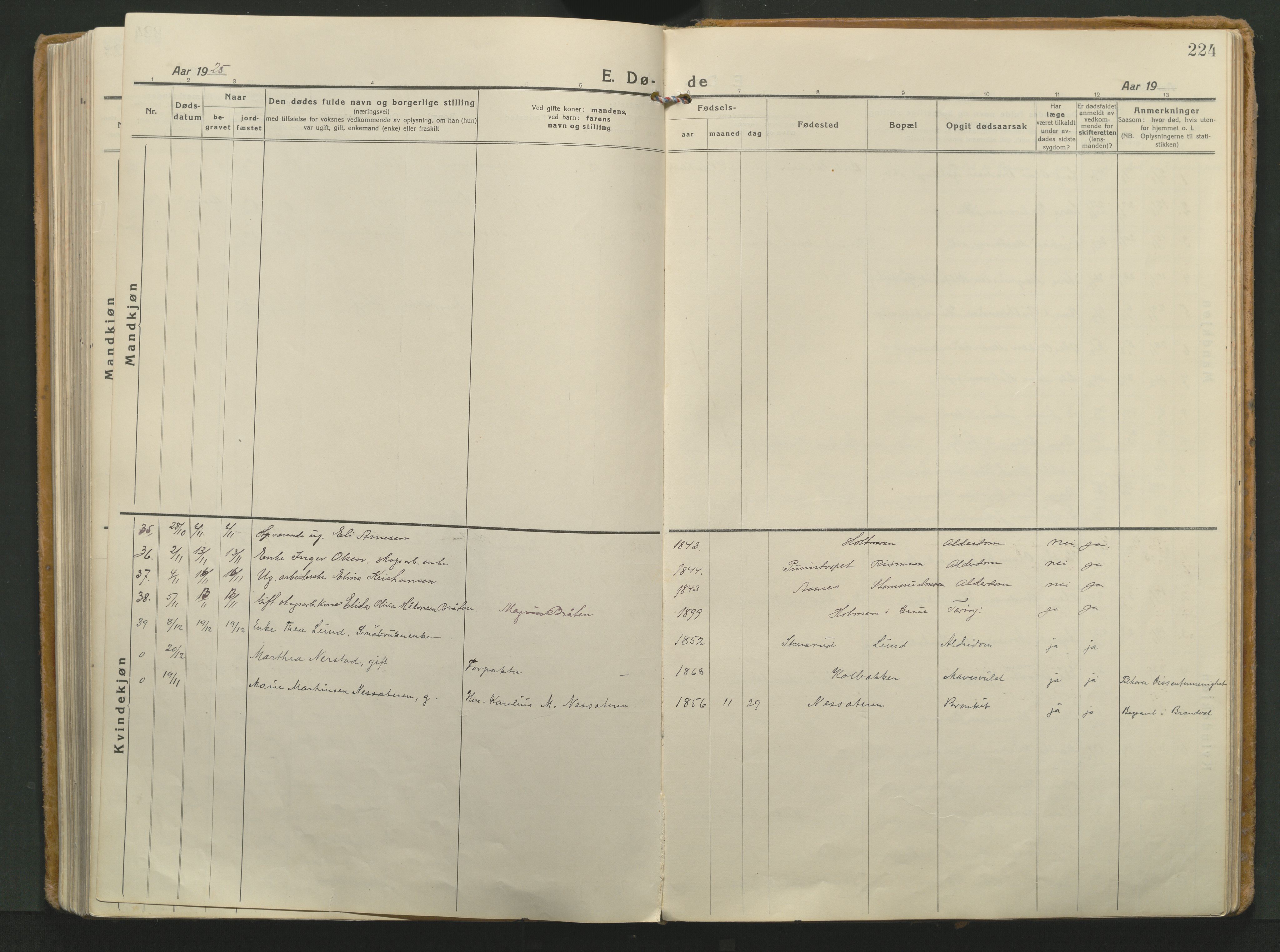 Grue prestekontor, AV/SAH-PREST-036/H/Ha/Haa/L0018: Parish register (official) no. 18, 1923-1940, p. 224