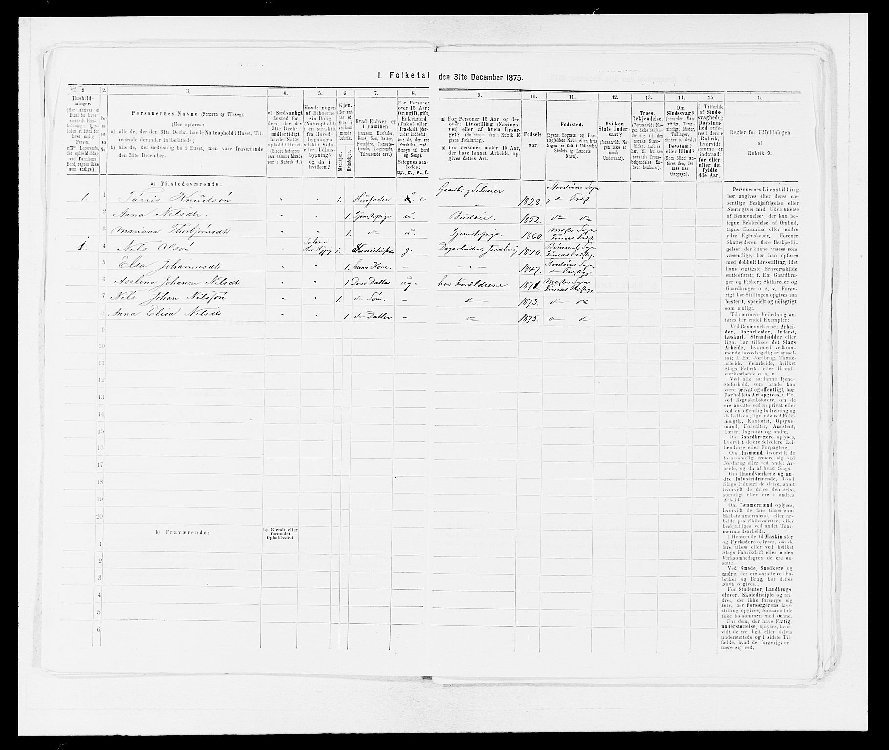 SAB, 1875 census for 1218P Finnås, 1875, p. 245