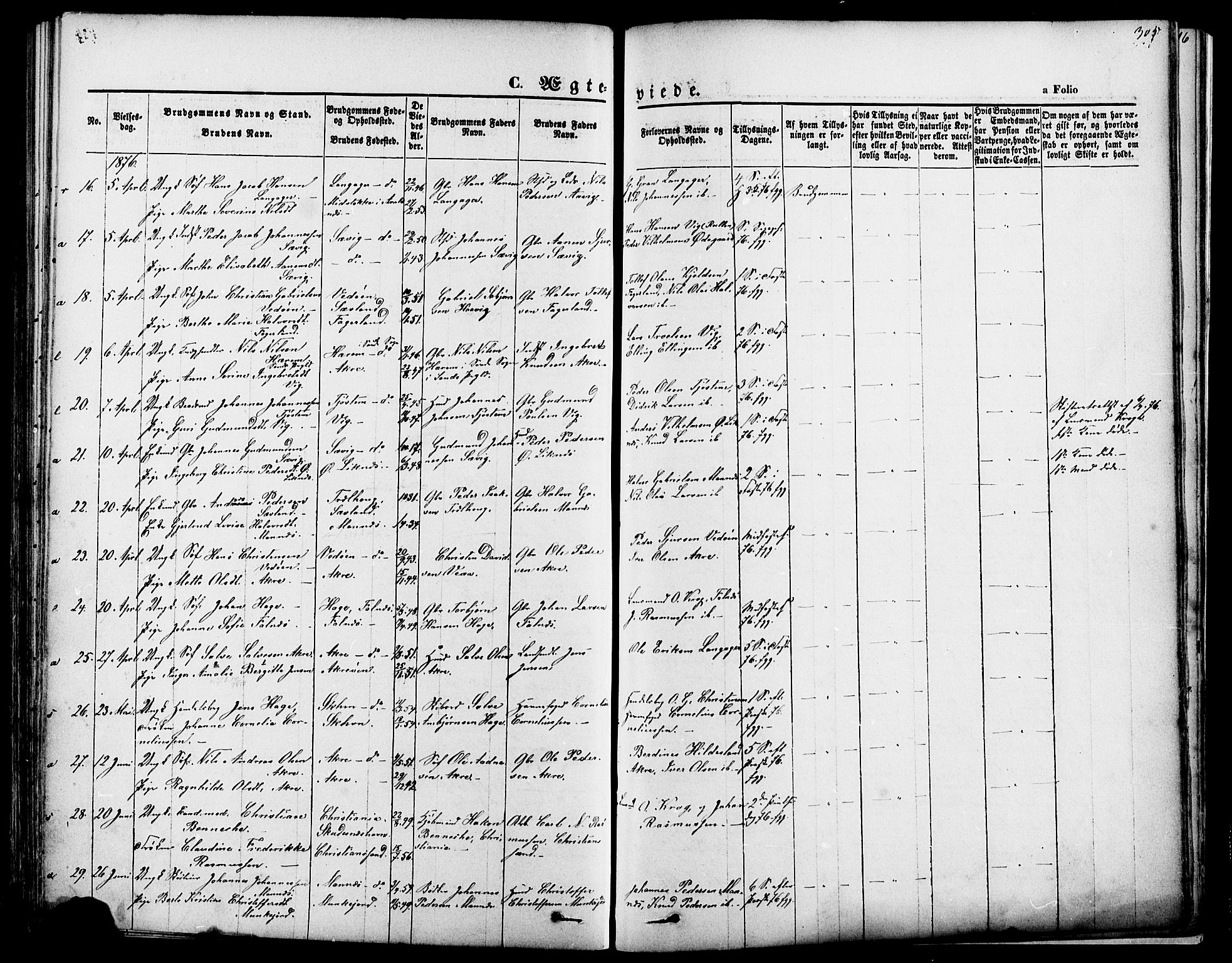 Skudenes sokneprestkontor, SAST/A -101849/H/Ha/Haa/L0006: Parish register (official) no. A 4, 1864-1881, p. 305