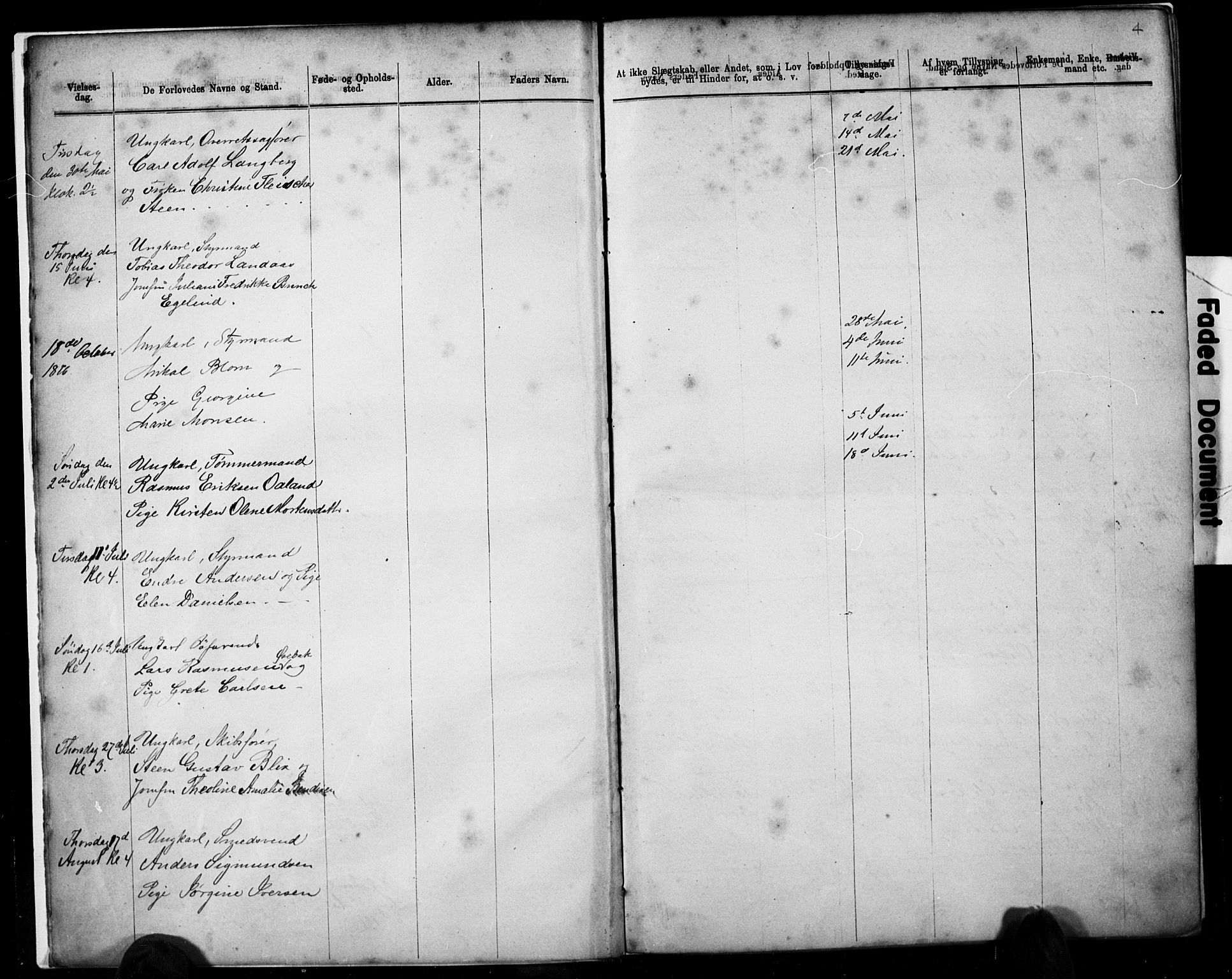 Domkirken sokneprestkontor, AV/SAST-A-101812/001/30/30BB/L0014: Parish register (copy) no. B 14, 1875-1902, p. 4