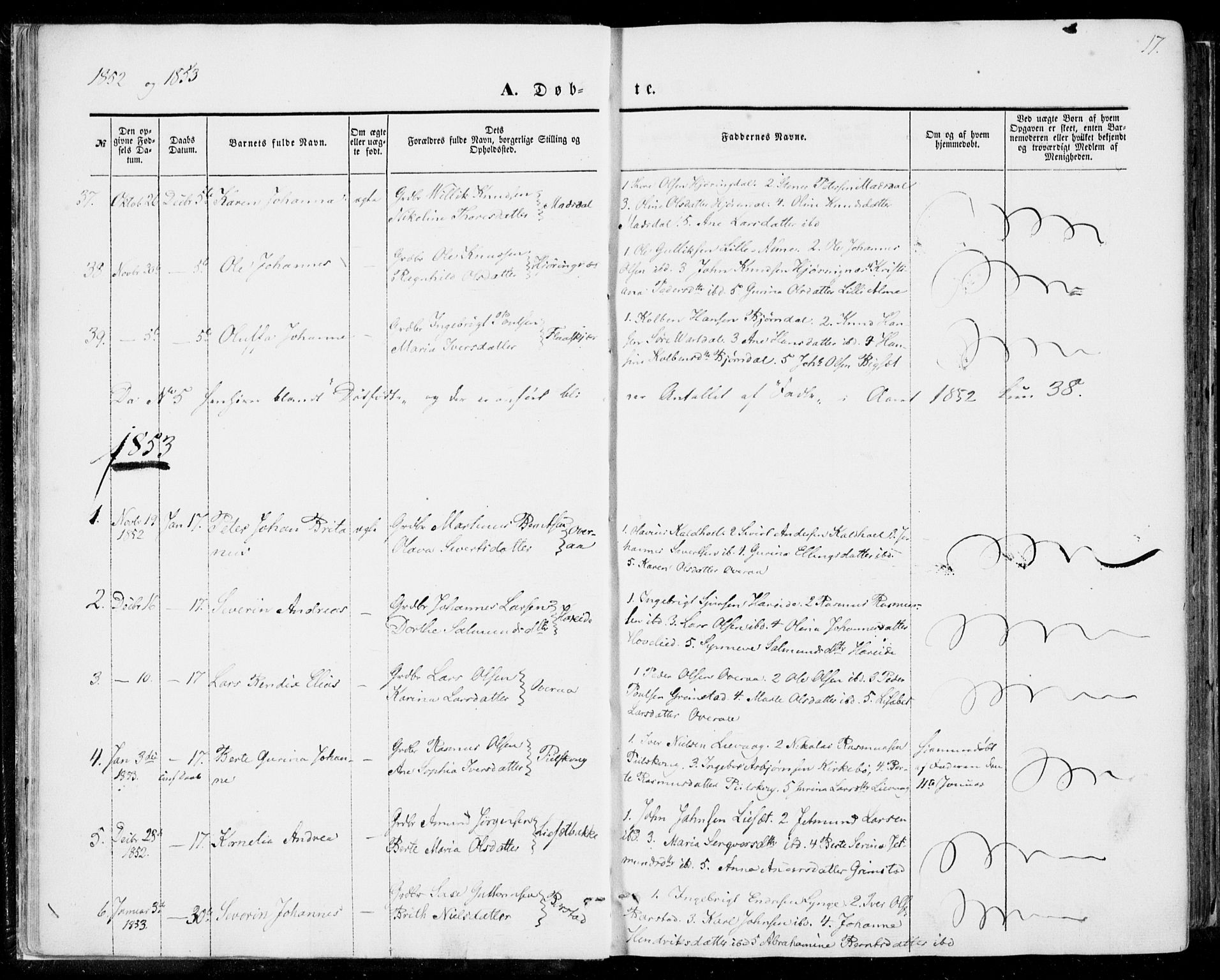 Ministerialprotokoller, klokkerbøker og fødselsregistre - Møre og Romsdal, SAT/A-1454/510/L0121: Parish register (official) no. 510A01, 1848-1877, p. 17