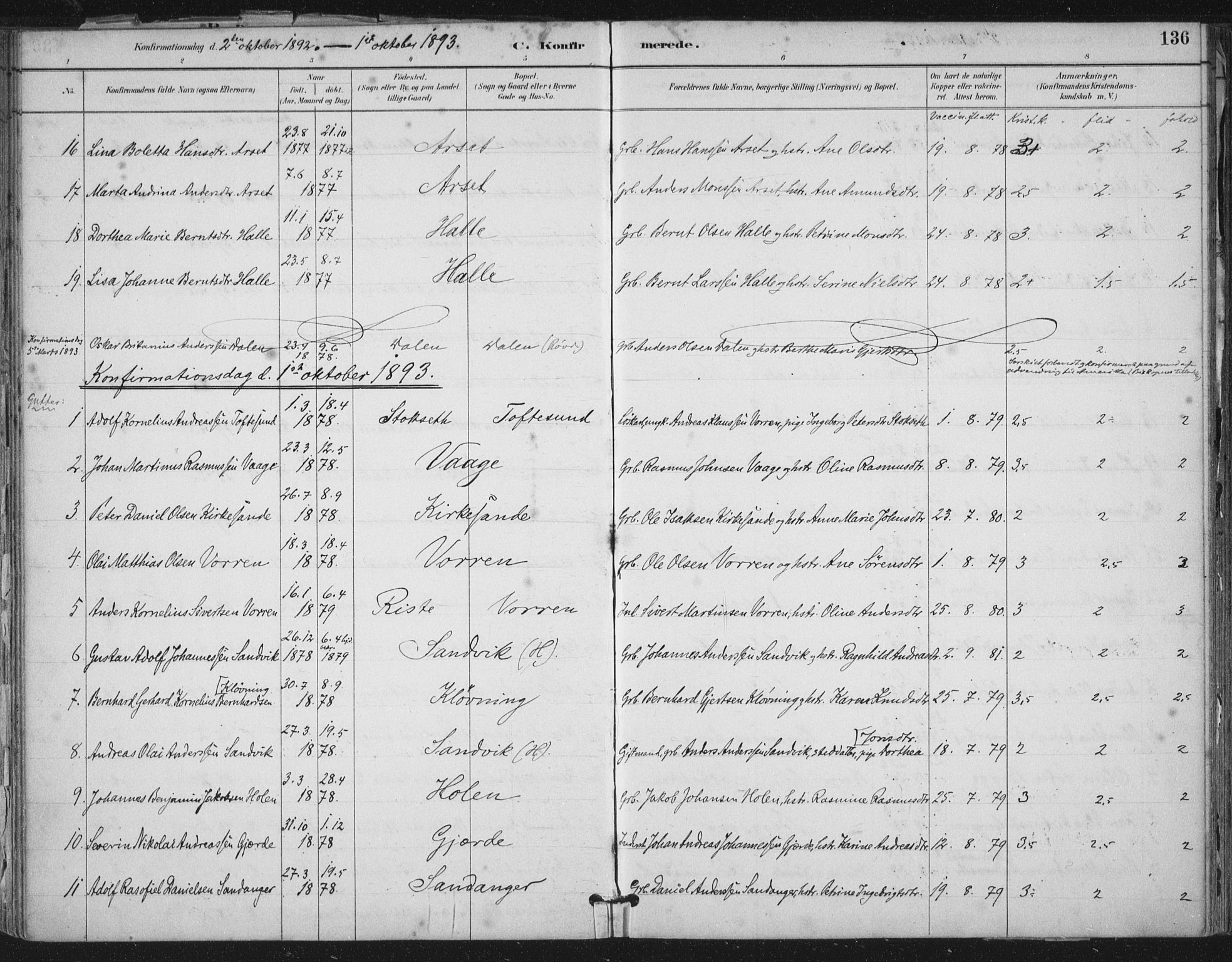 Ministerialprotokoller, klokkerbøker og fødselsregistre - Møre og Romsdal, SAT/A-1454/503/L0037: Parish register (official) no. 503A05, 1884-1900, p. 136